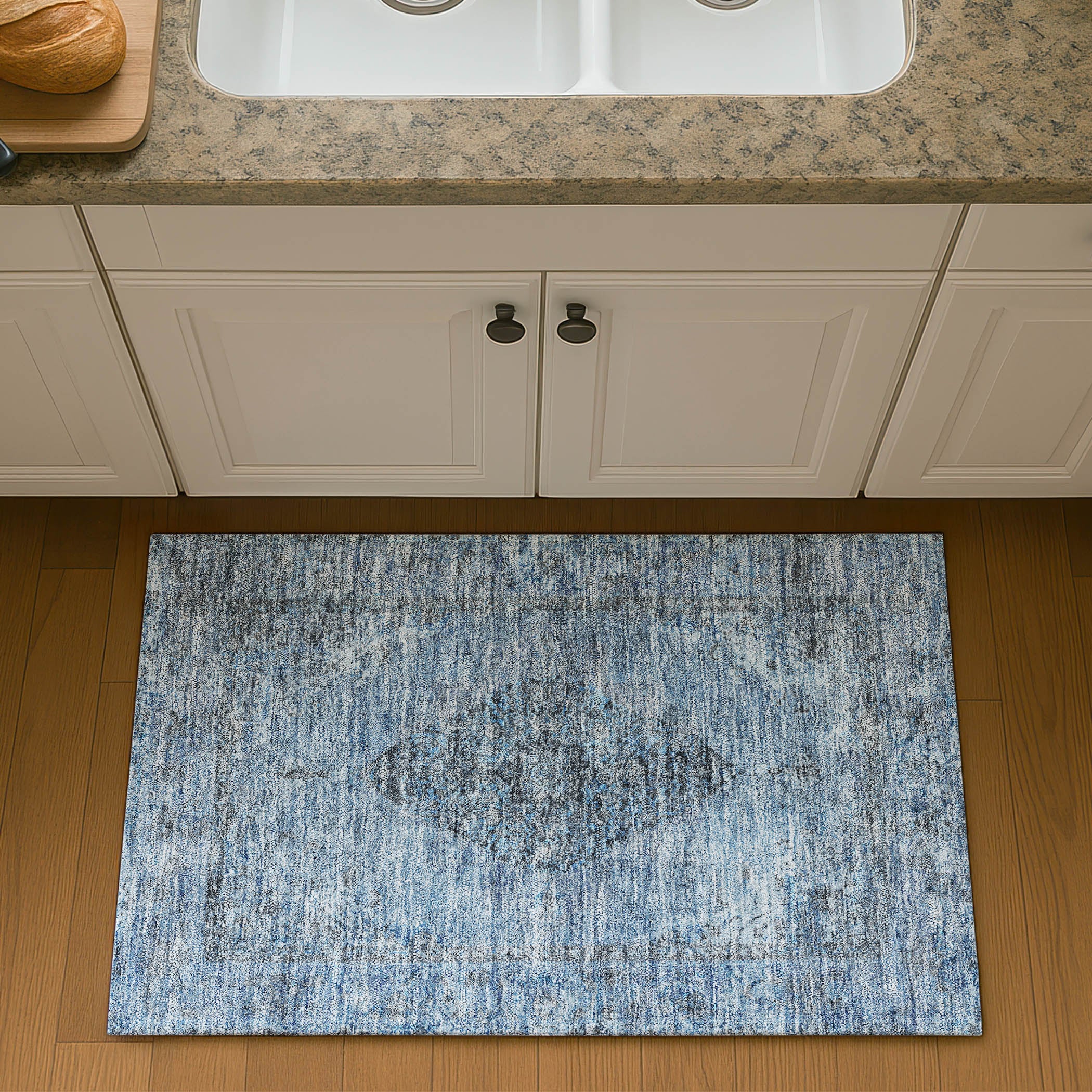 Ghent Machine Washable Traditional Denim Blue Rug 1'8" x 2'6" #shape_Rectangle