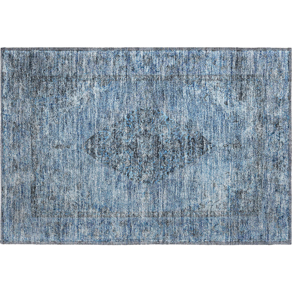 Ghent Machine Washable Traditional Denim Blue Rug 1'8" x 2'6"