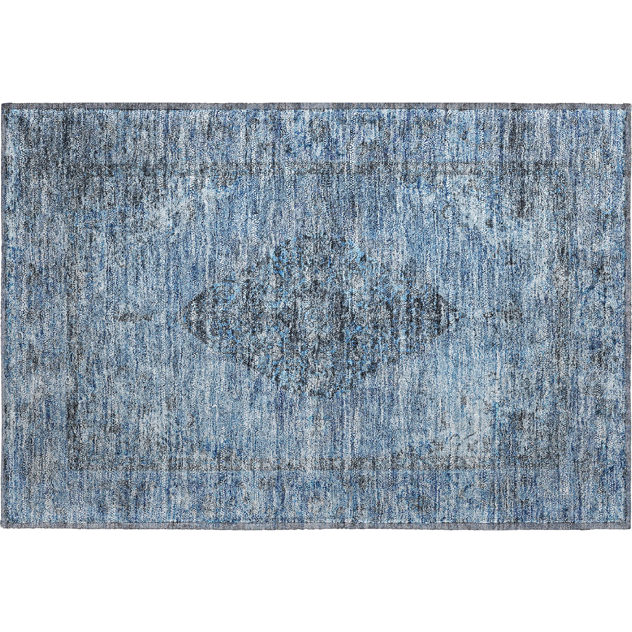 Ghent Machine Washable Traditional Denim Blue Rug 1'8" x 2'6" #shape_Rectangle