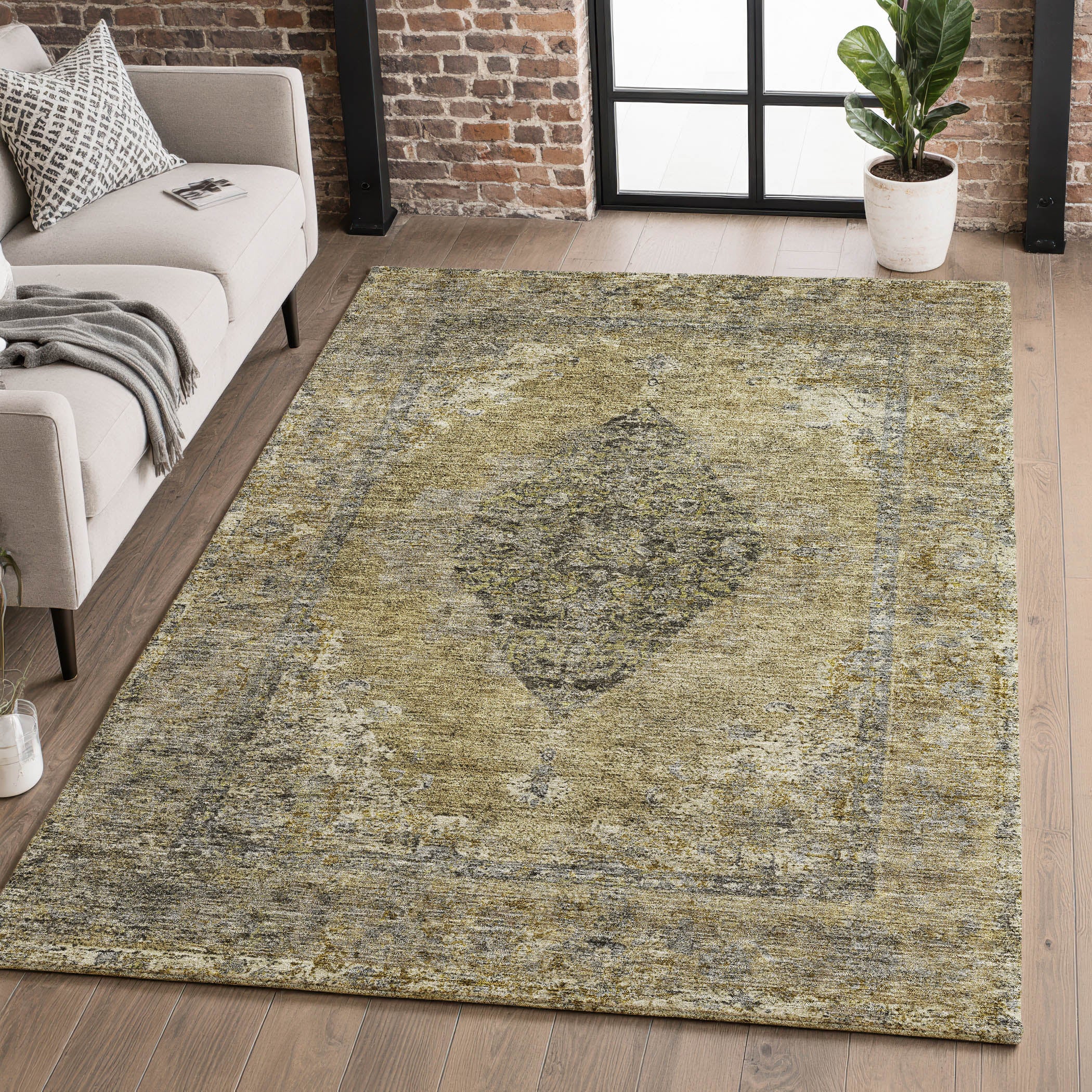 Ghent Machine Washable Traditional Khaki Brown Rug 2'6" x 3'10" #shape_Rectangle