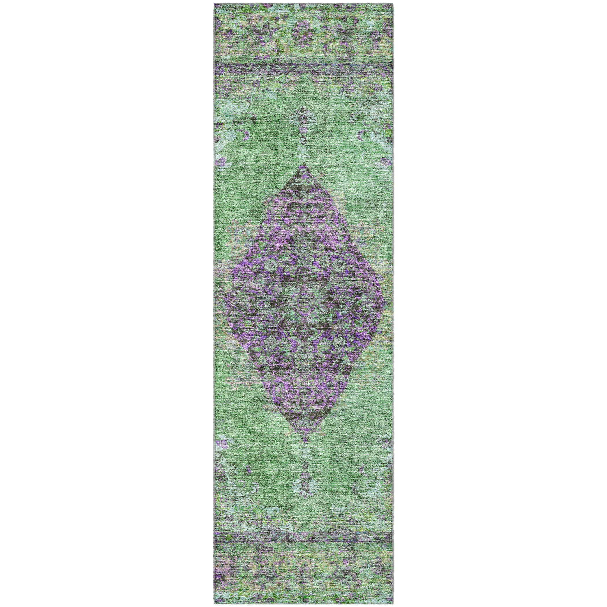 Ghent Machine Washable Traditional Lime Green Rug 2'3" x 7'6" #shape_Runner
