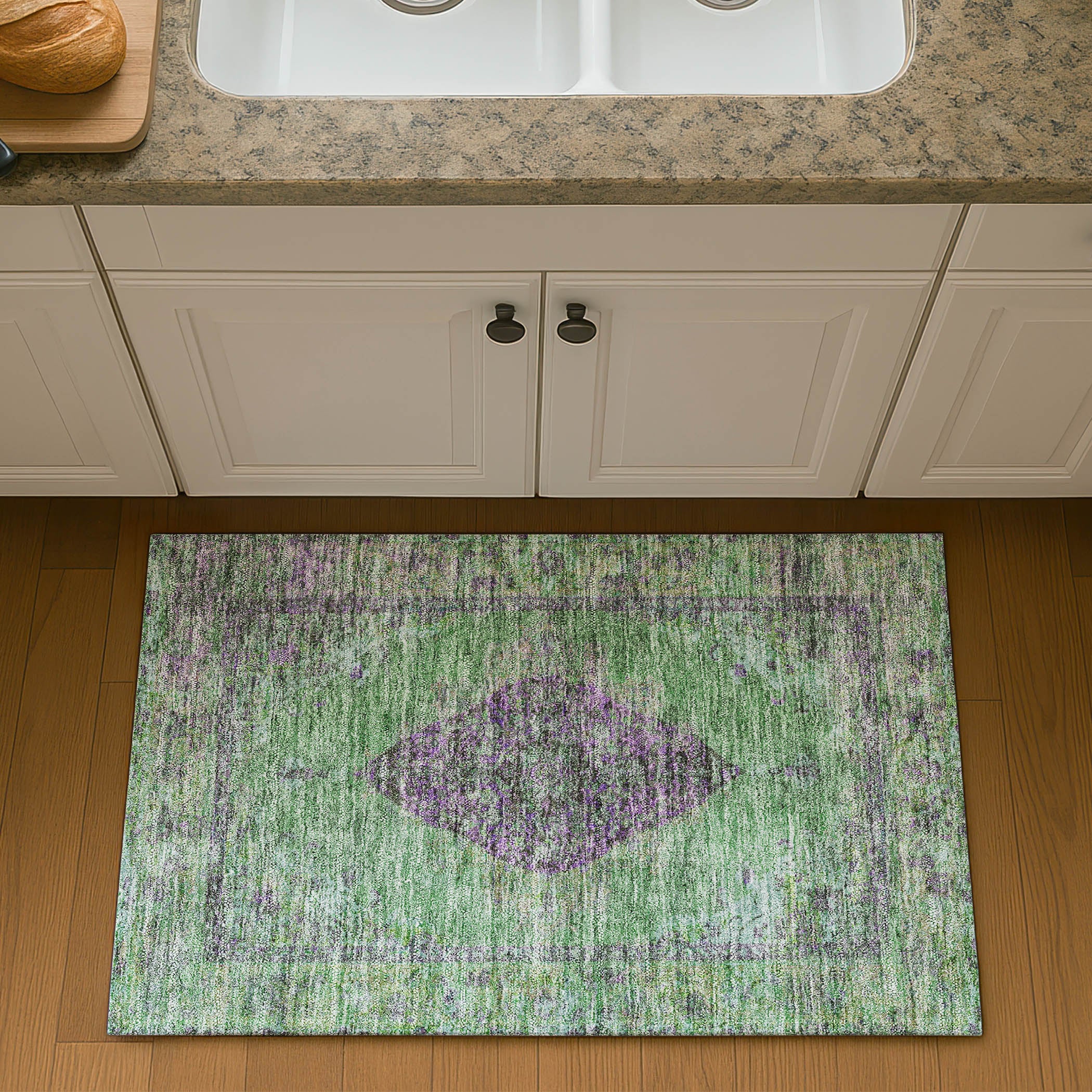 Ghent Machine Washable Traditional Lime Green Rug 1'8" x 2'6" #shape_Rectangle