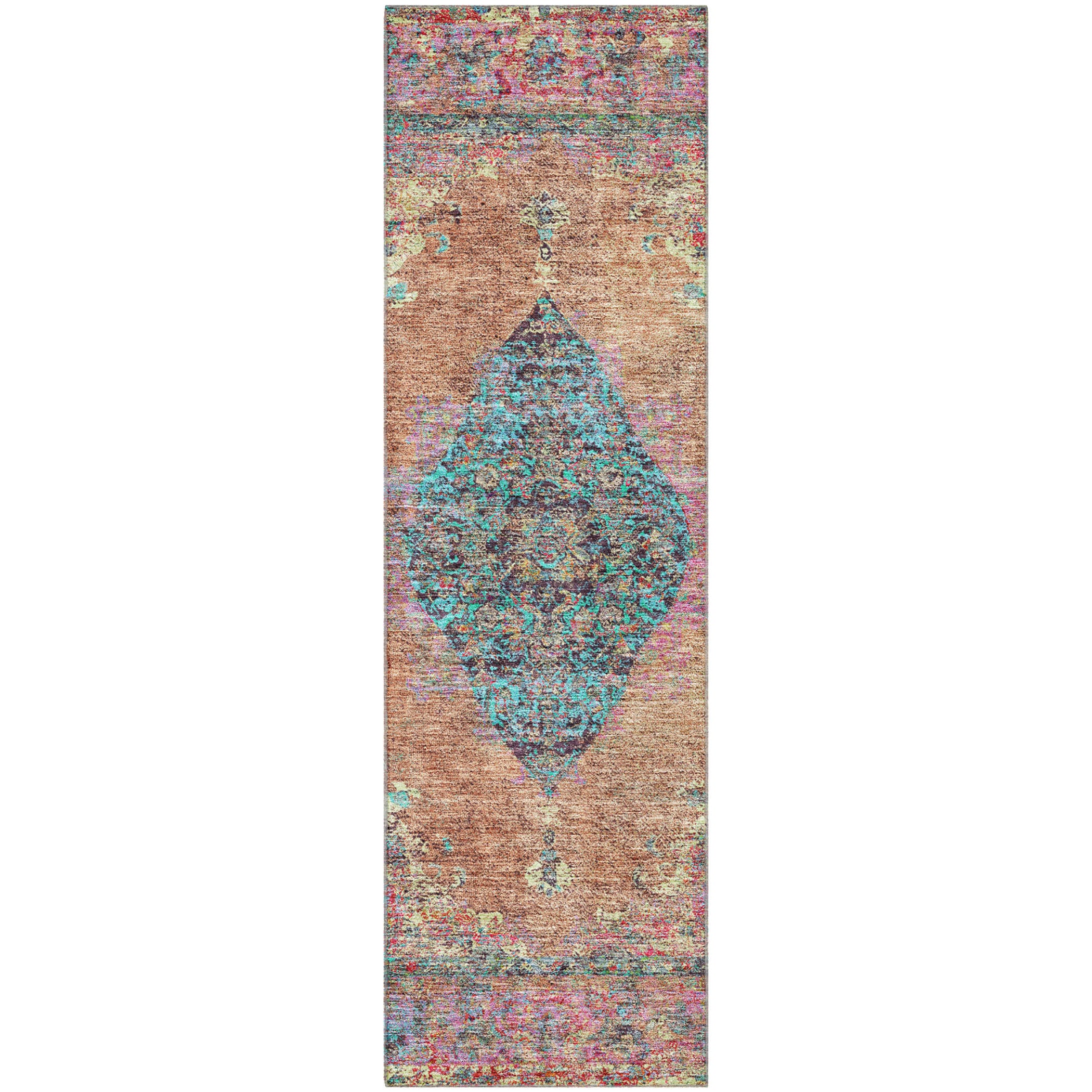 Ghent Machine Washable Traditional Orange Rug 2'3" x 7'6" #shape_Runner
