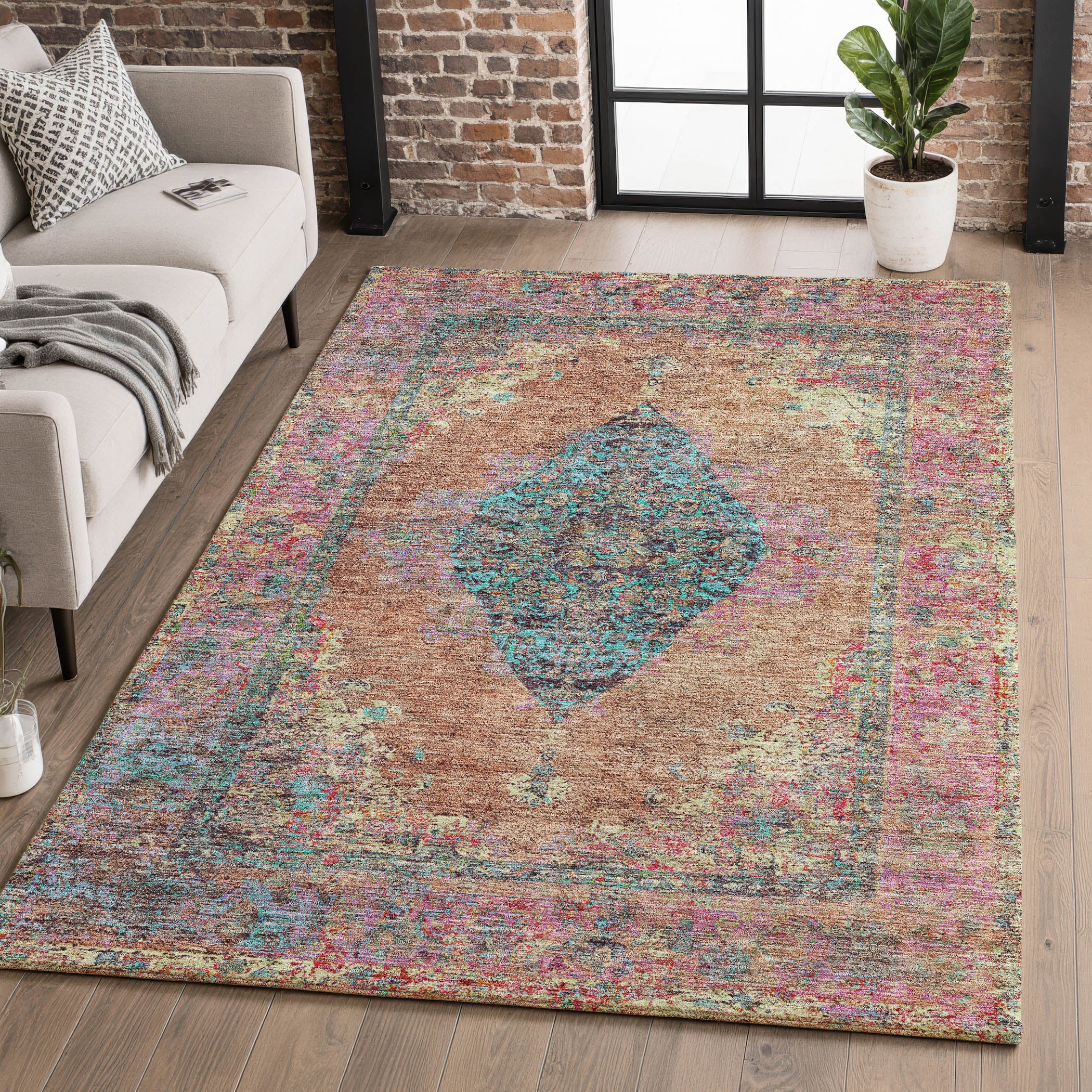 Ghent Machine Washable Traditional Orange Rug 2'6" x 3'10" #shape_Rectangle