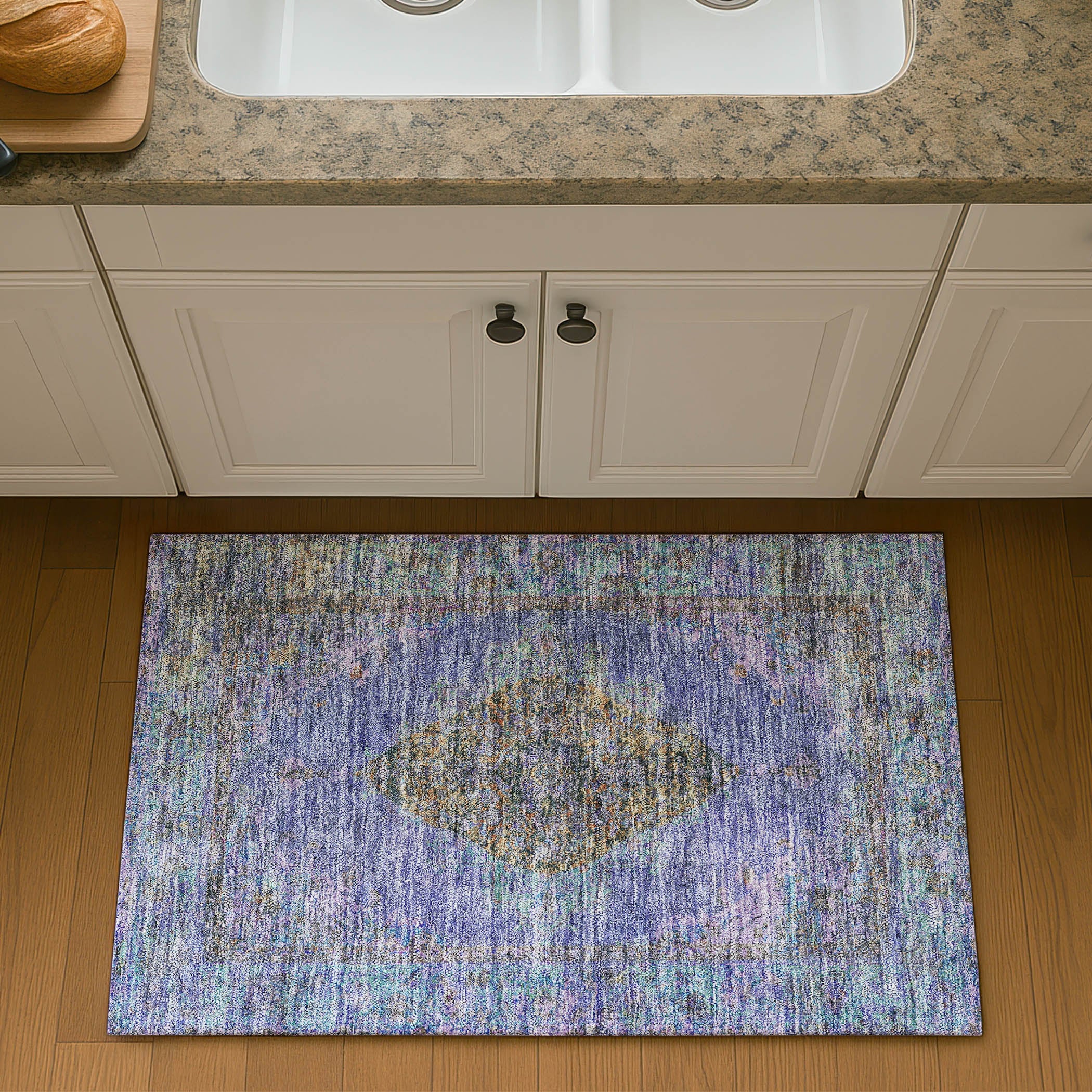 Ghent Machine Washable Traditional Purple Rug 1'8" x 2'6" #shape_Rectangle