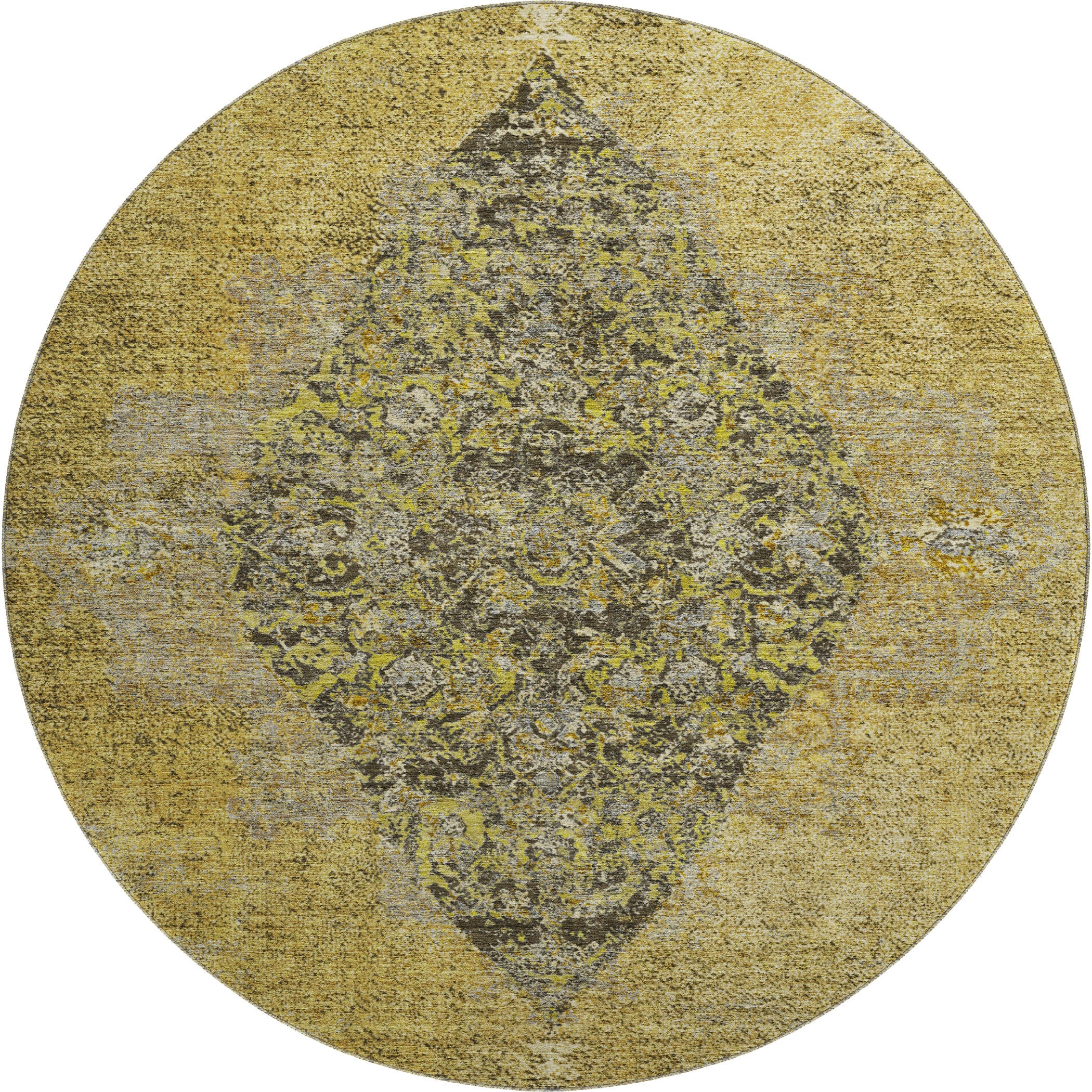Ghent Machine Washable Traditional Wheat Gold Rug 8' x 8' #shape_Round