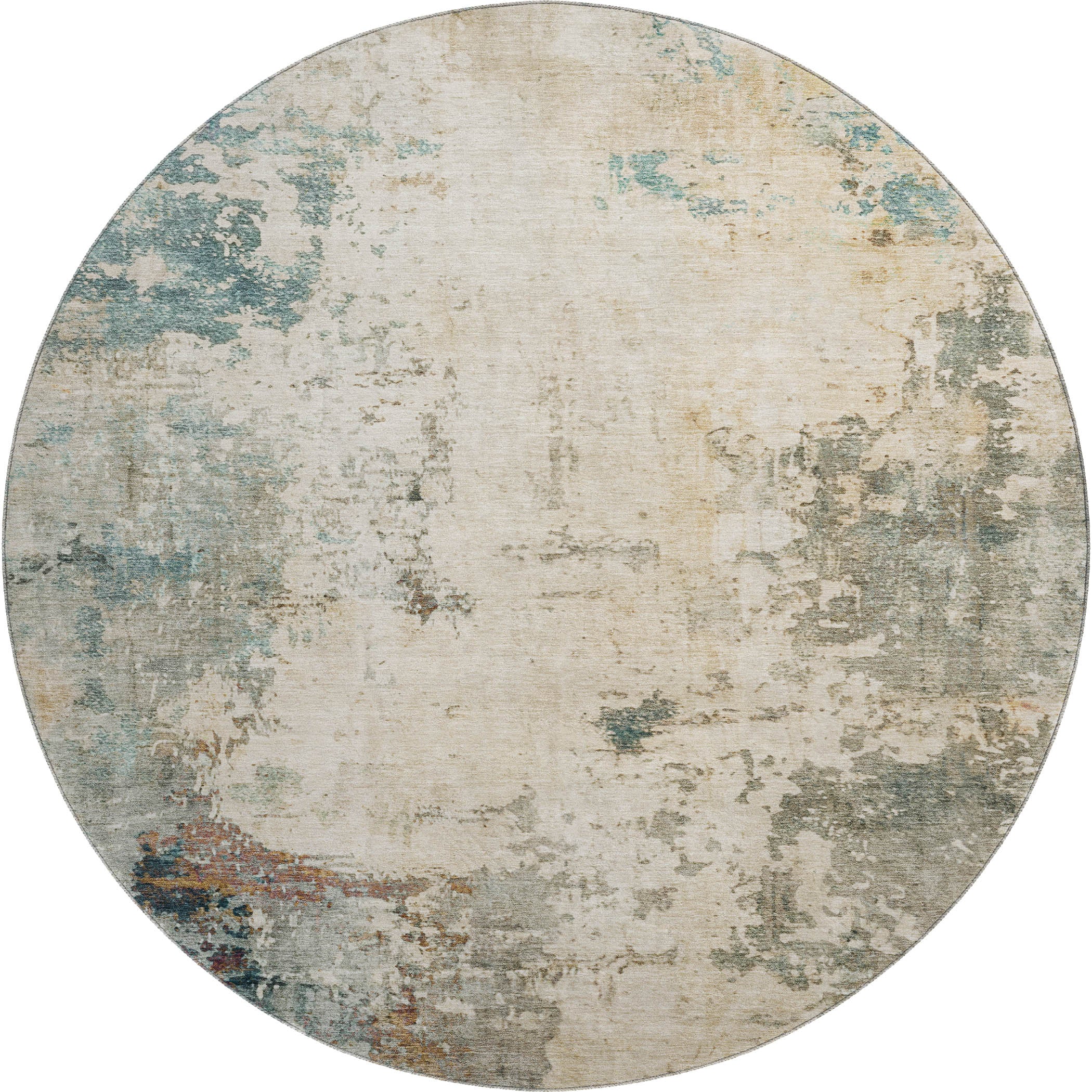 Bogota Machine Washable Transitional Ivory Rug 8' x 8' #shape_Round