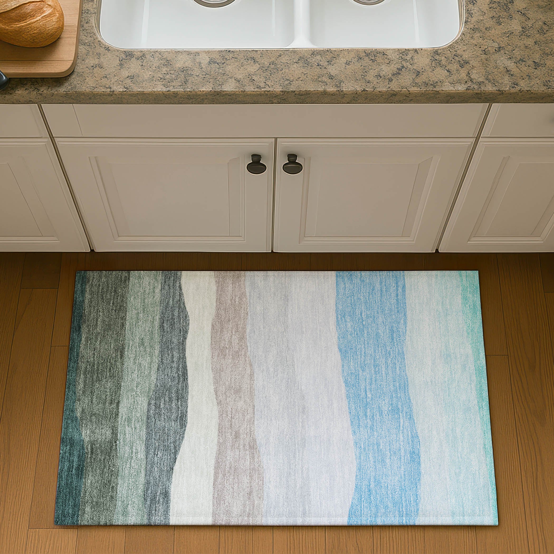 Kyoto Machine Washable Transitional Green Rug 1'8" x 2'6" #shape_Rectangle