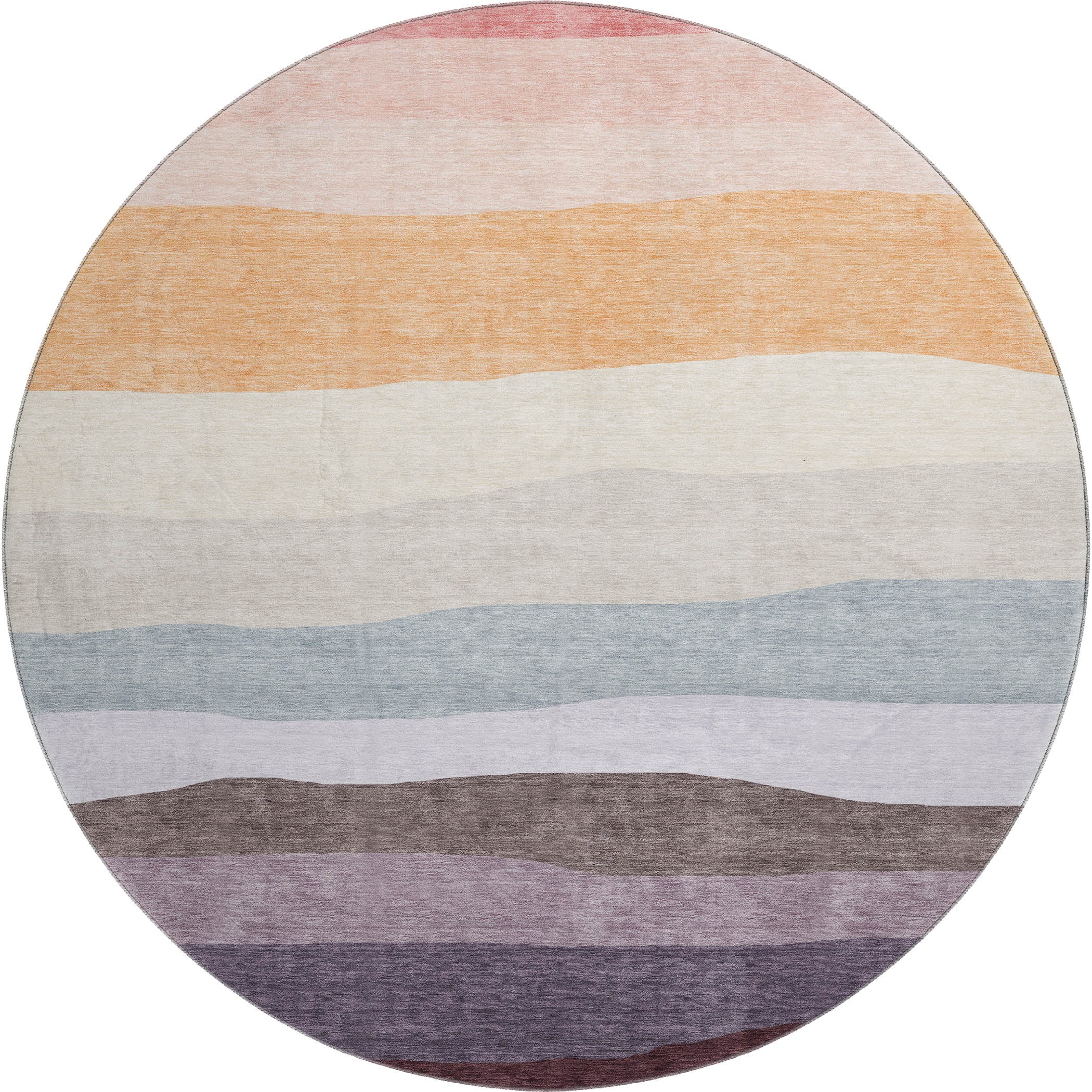 Kyoto Machine Washable Transitional Orange Rug 8' x 8' #shape_Round