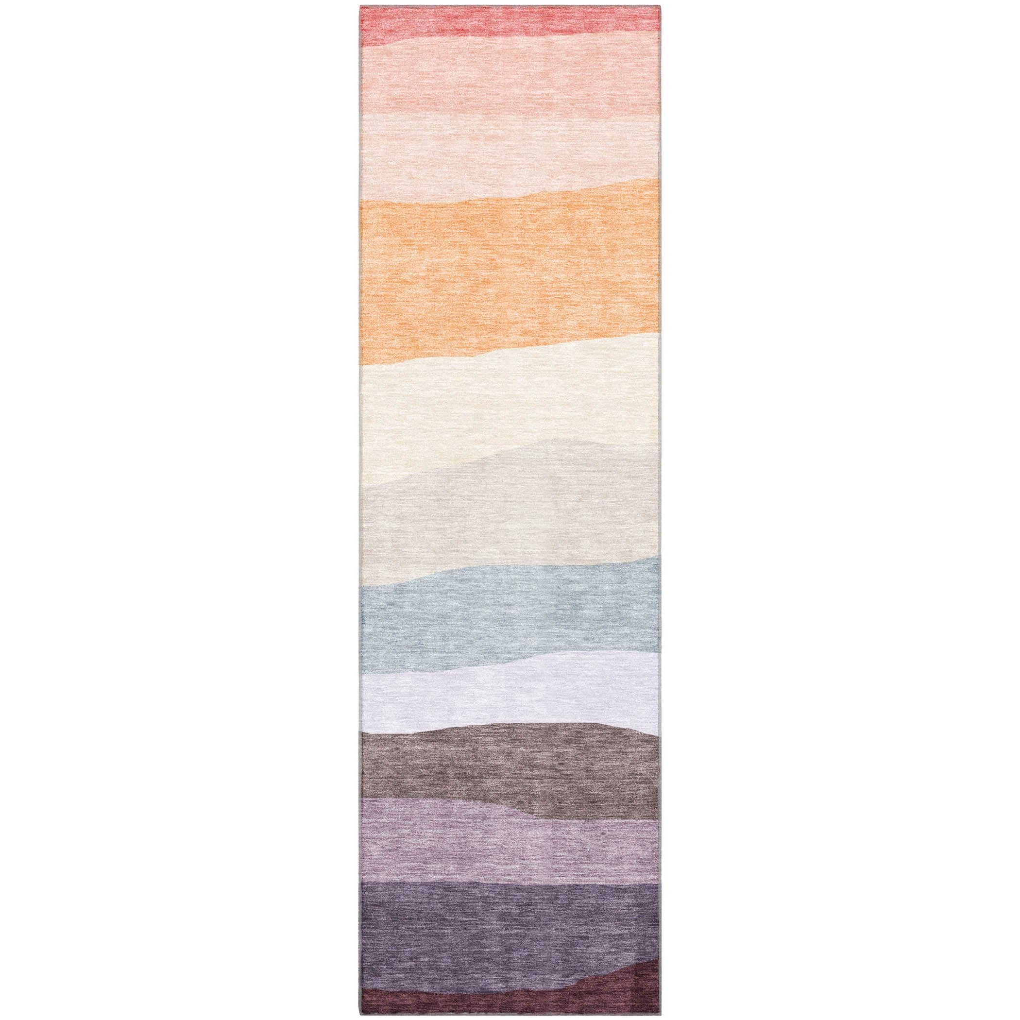 Kyoto Machine Washable Transitional Orange Rug 2'3" x 7'6" #shape_Runner