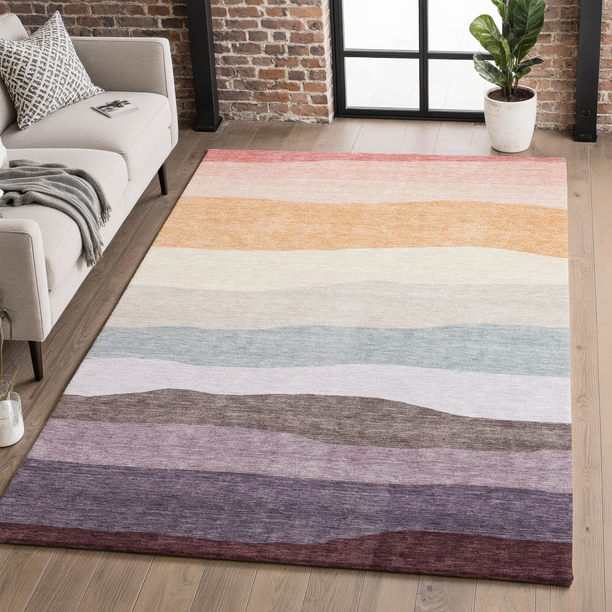 Kyoto Machine Washable Transitional Orange Rug 2'6" x 3'10" #shape_Rectangle