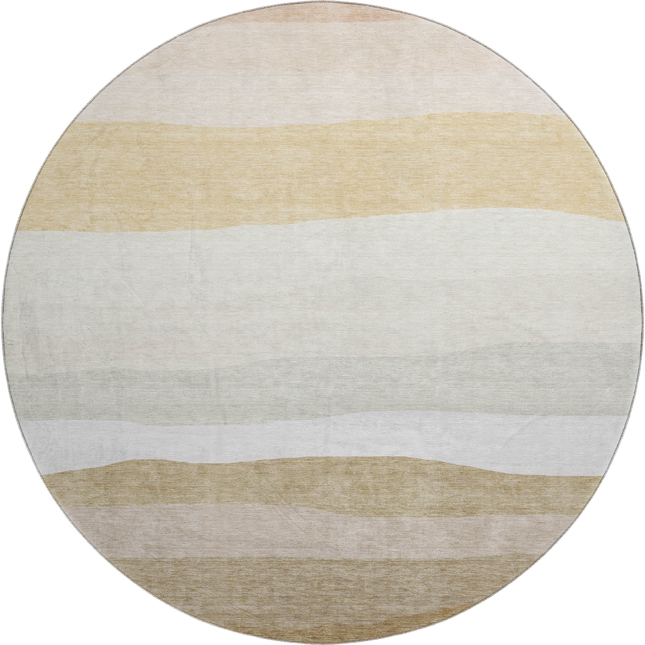 Kyoto Machine Washable Transitional Wheat Gold Rug 8' x 8' #shape_Round
