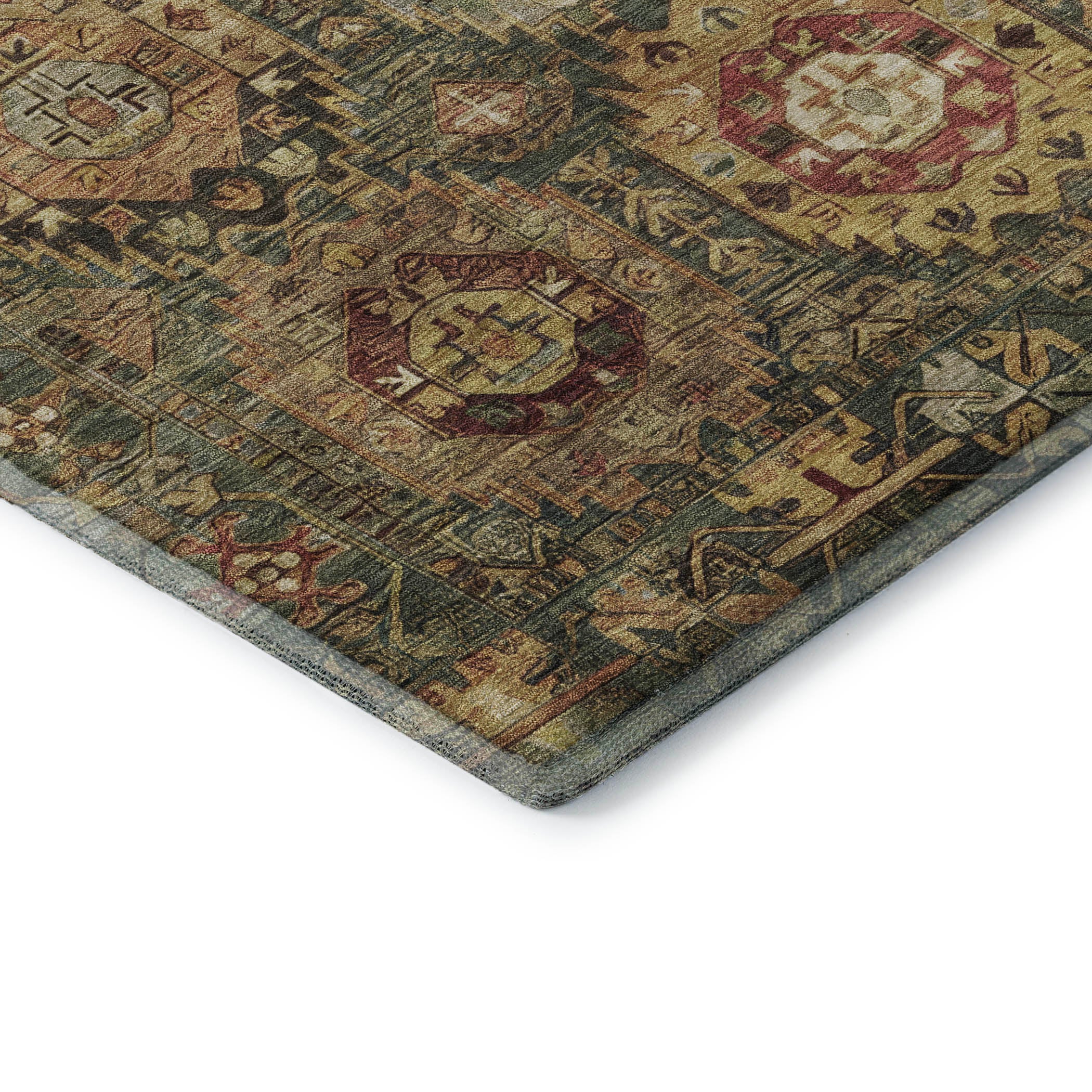 Ghent Machine Washable Traditional Aloe Green Rug 1'8" x 2'6" #shape_Rectangle