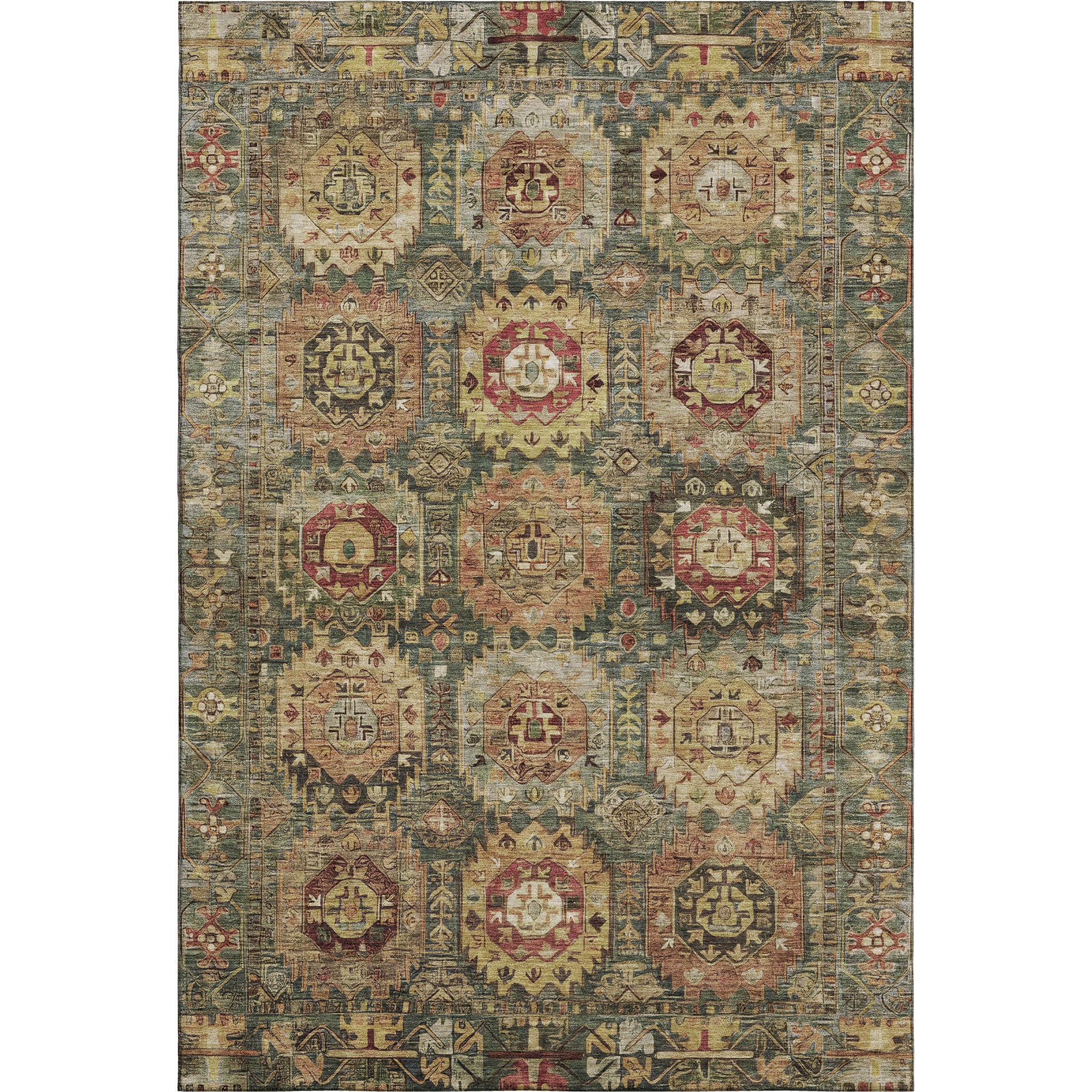 Ghent Machine Washable Traditional Aloe Green Rug 2'6" x 3'10" #shape_Rectangle
