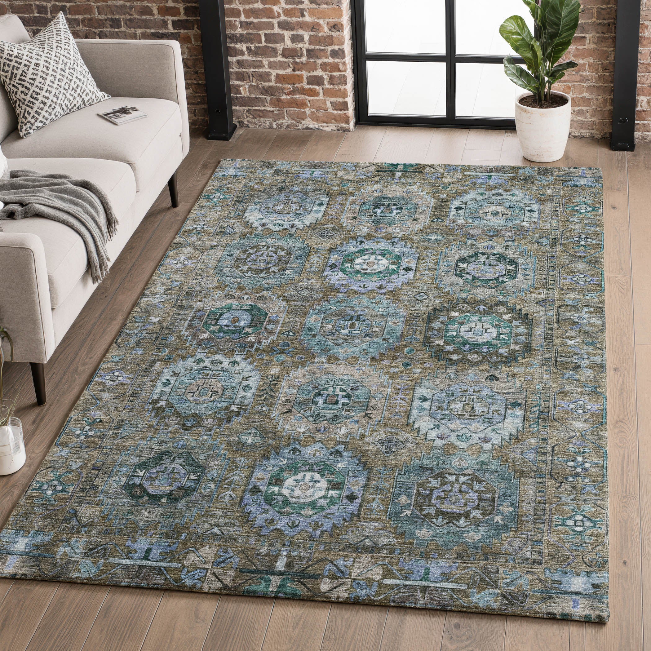Ghent Machine Washable Traditional Brown Rug 2'6" x 3'10" #shape_Rectangle