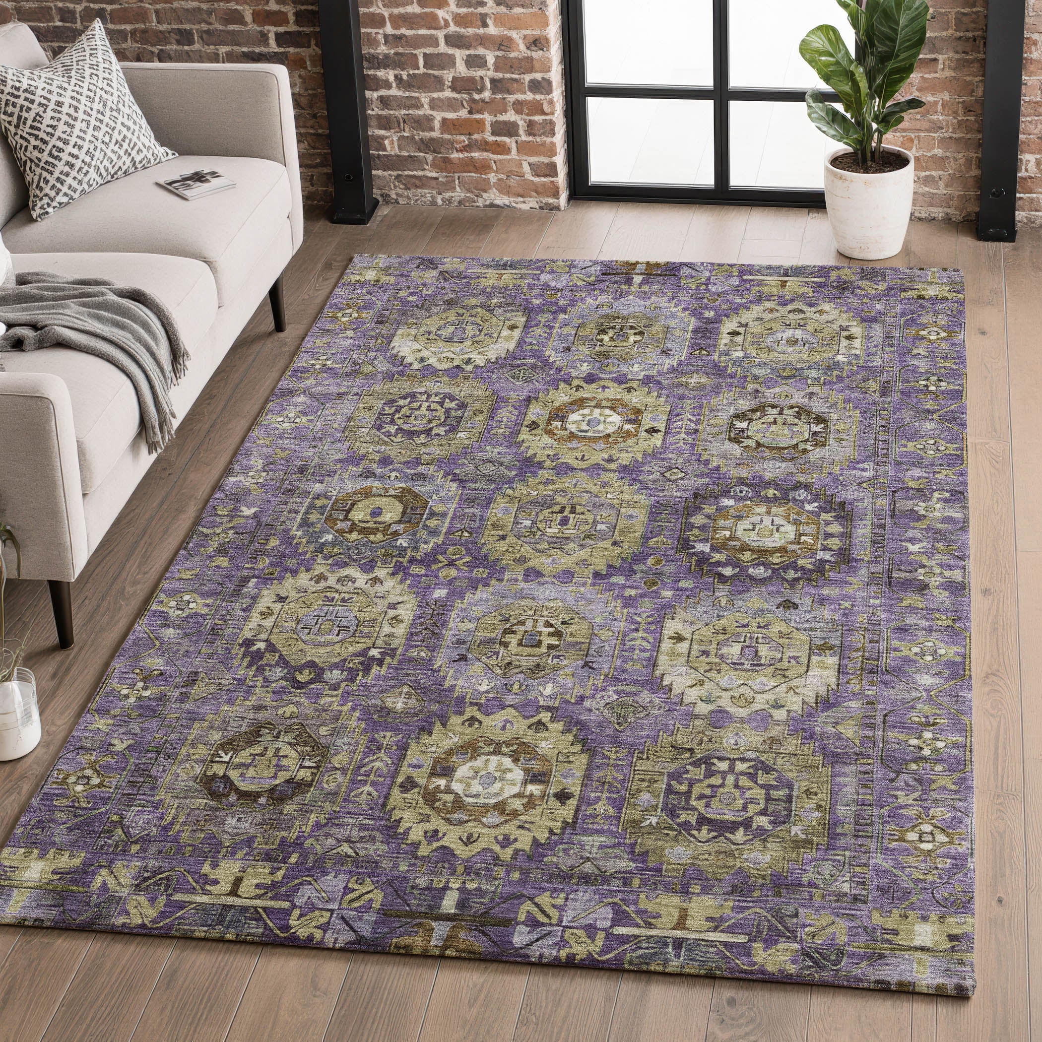 Ghent Machine Washable Traditional Eggplant Purple Rug 2'6" x 3'10" #shape_Rectangle