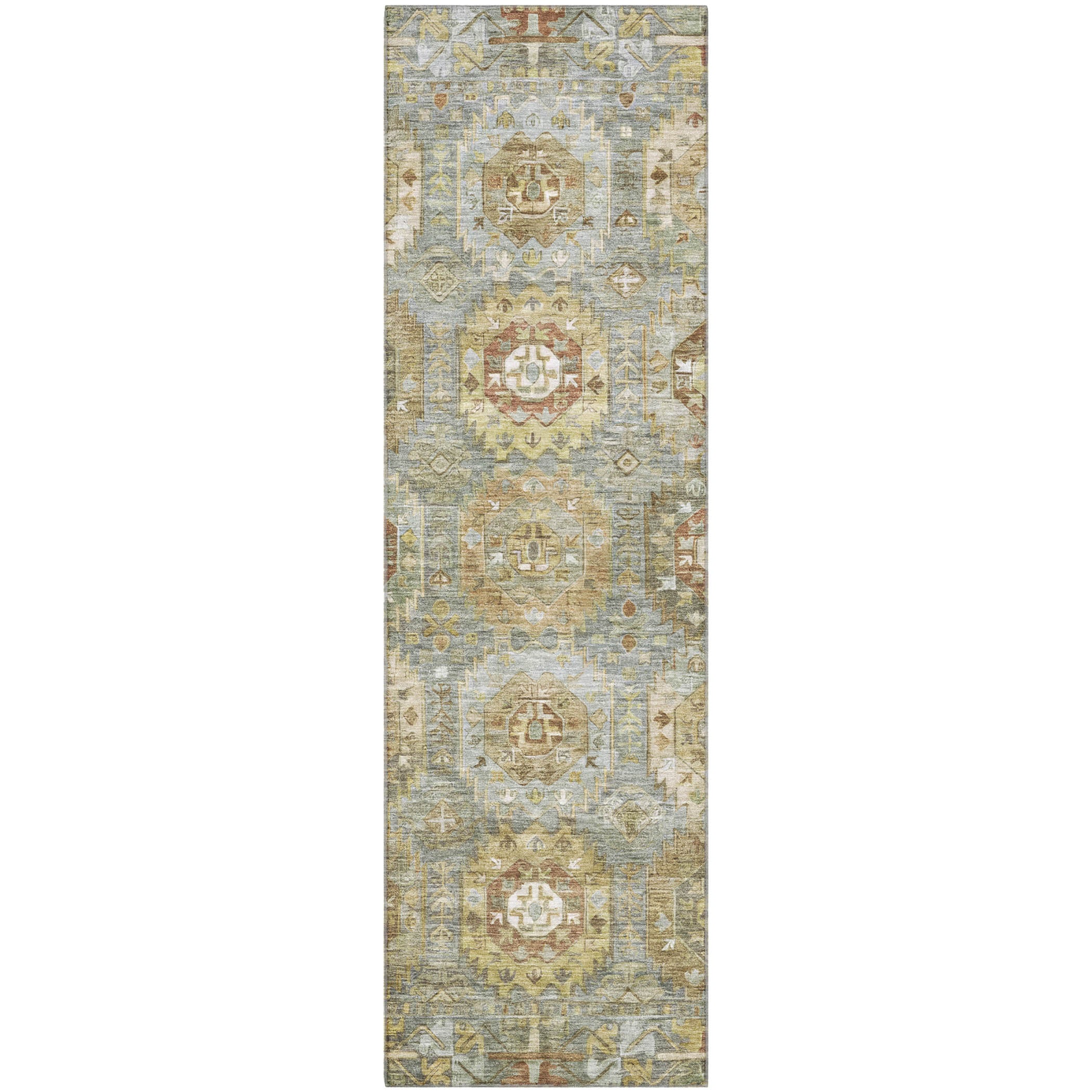 Ghent Machine Washable Traditional Sage Green Rug 2'3" x 7'6" #shape_Runner