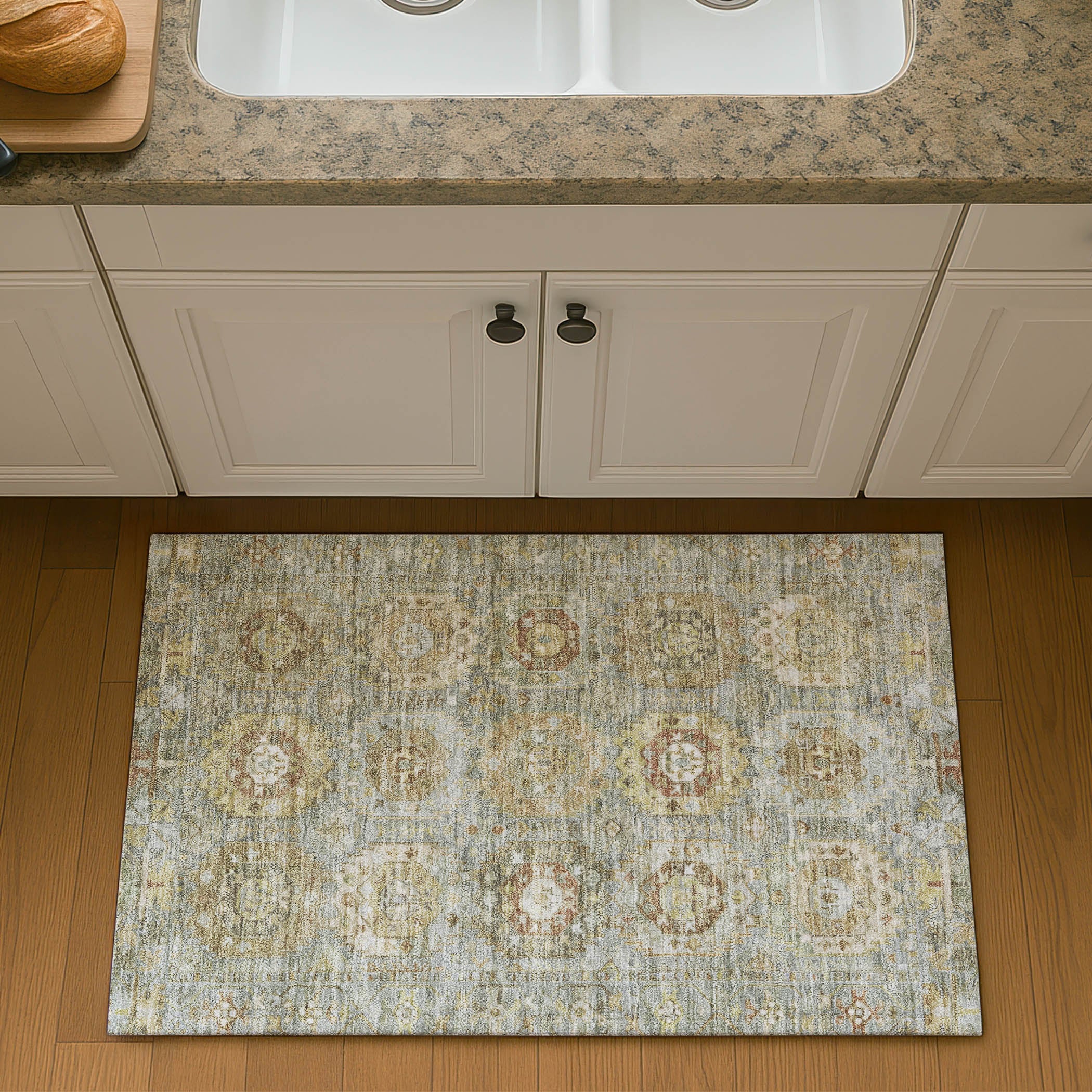 Ghent Machine Washable Traditional Sage Green Rug 1'8" x 2'6" #shape_Rectangle