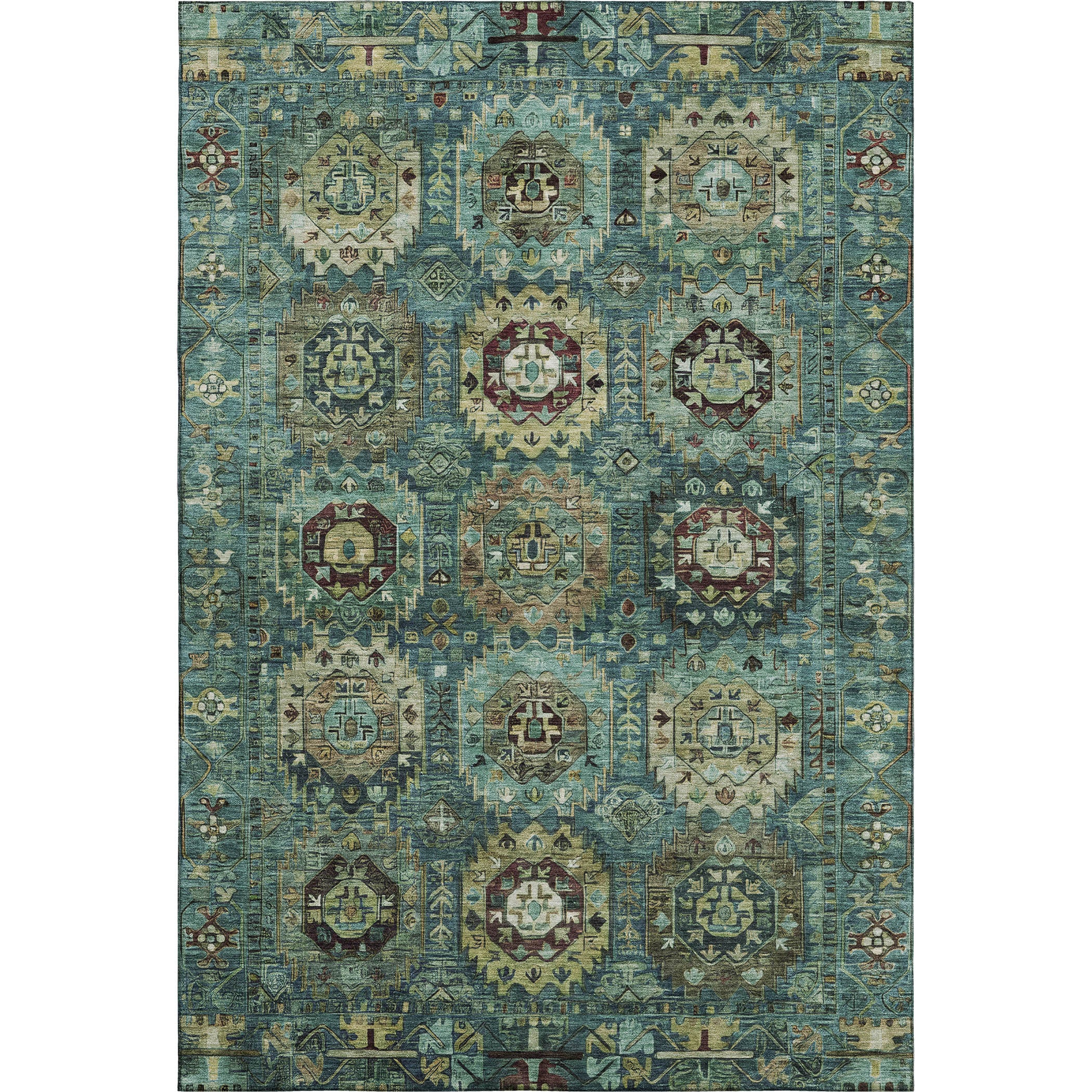 Ghent Machine Washable Traditional Teal Rug 2'6" x 3'10" #shape_Rectangle