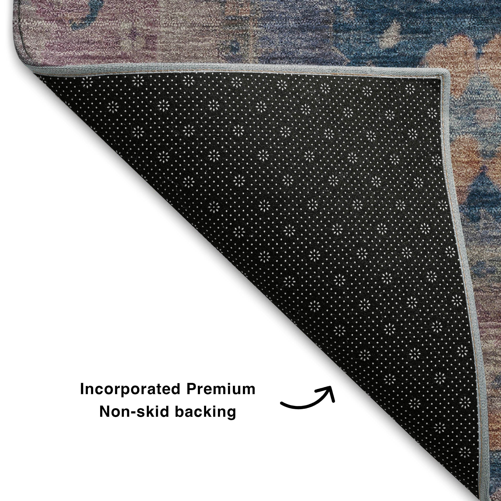 Colombo Machine Washable Traditional Blue Rug 1'8" x 2'6" #shape_Rectangle