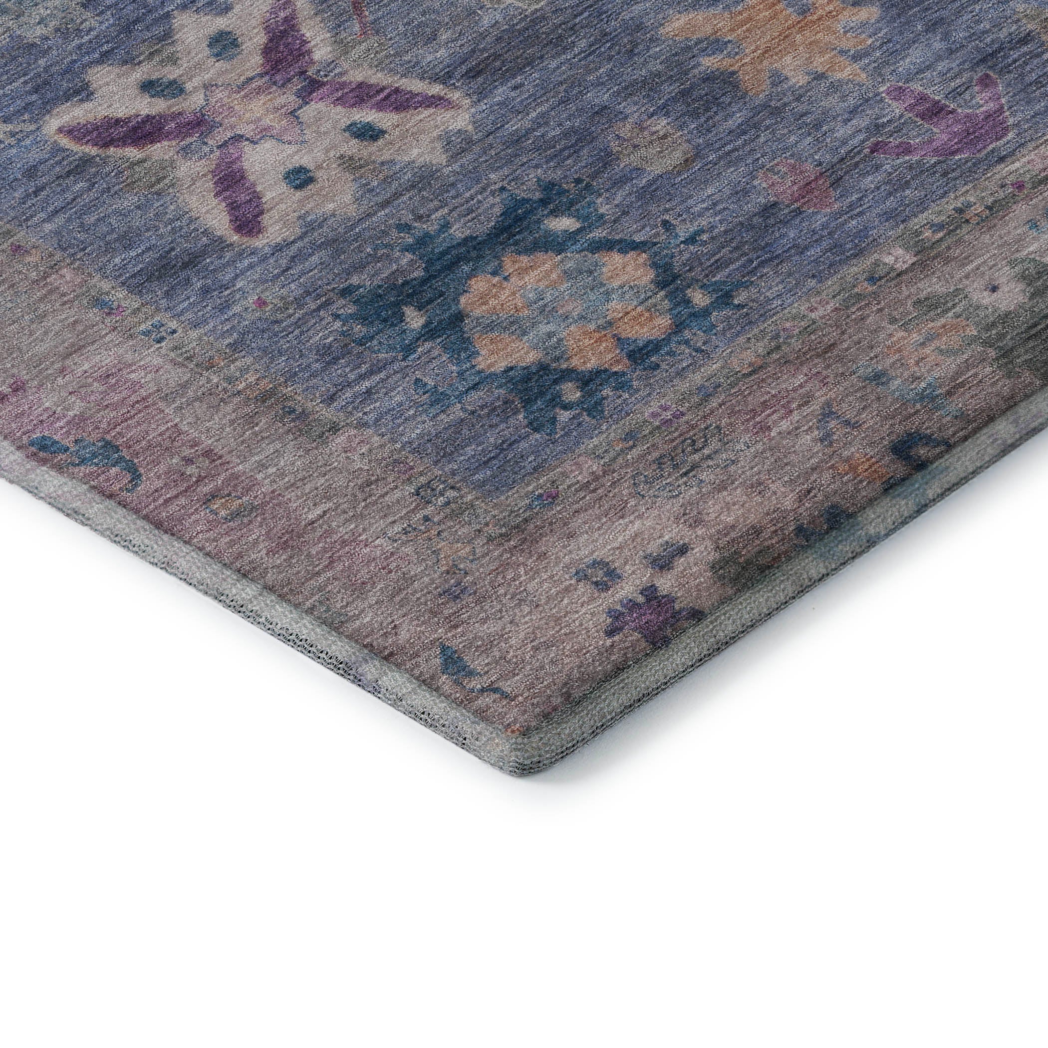 Colombo Machine Washable Traditional Blue Rug 1'8" x 2'6" #shape_Rectangle