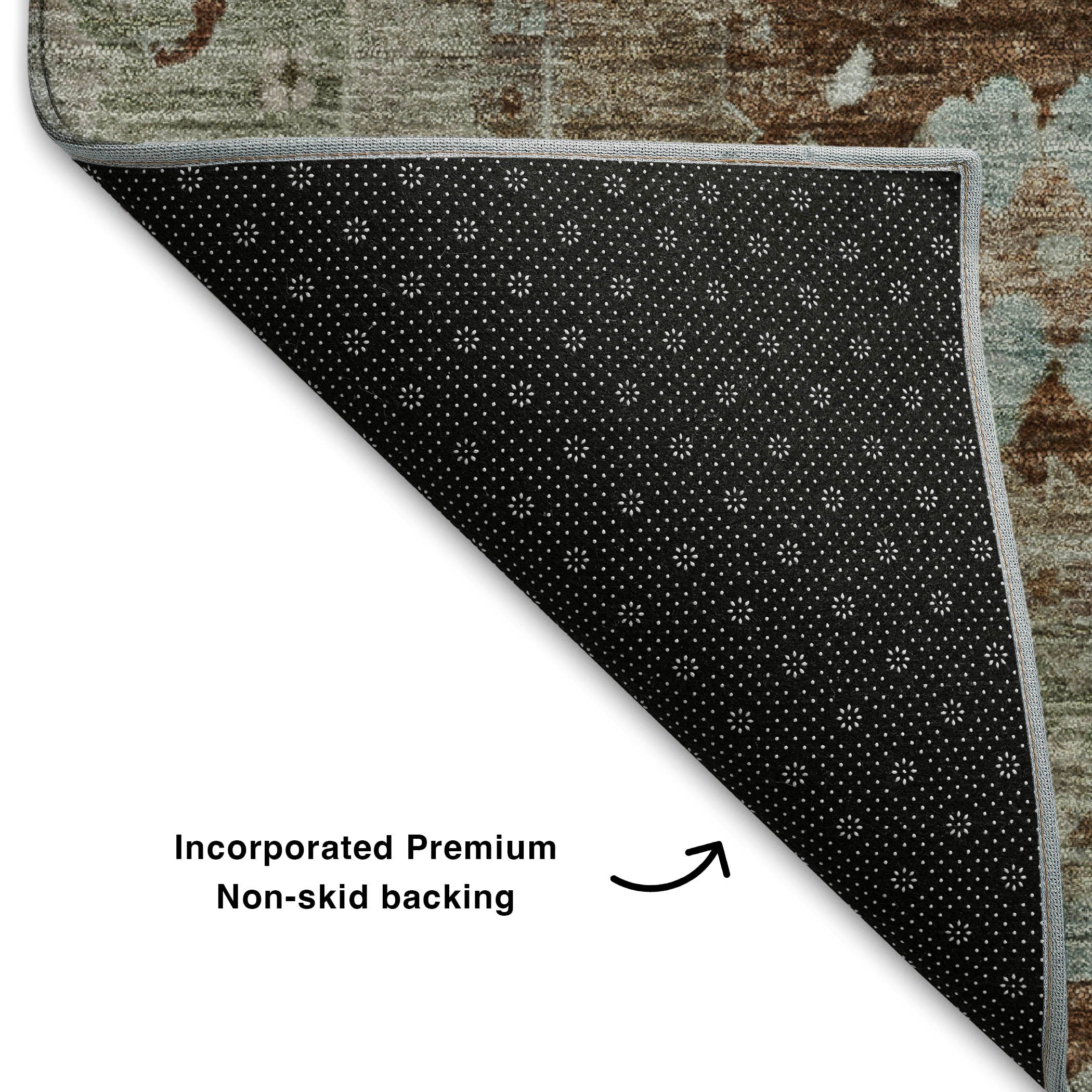Colombo Machine Washable Traditional Brown Rug 1'8" x 2'6" #shape_Rectangle