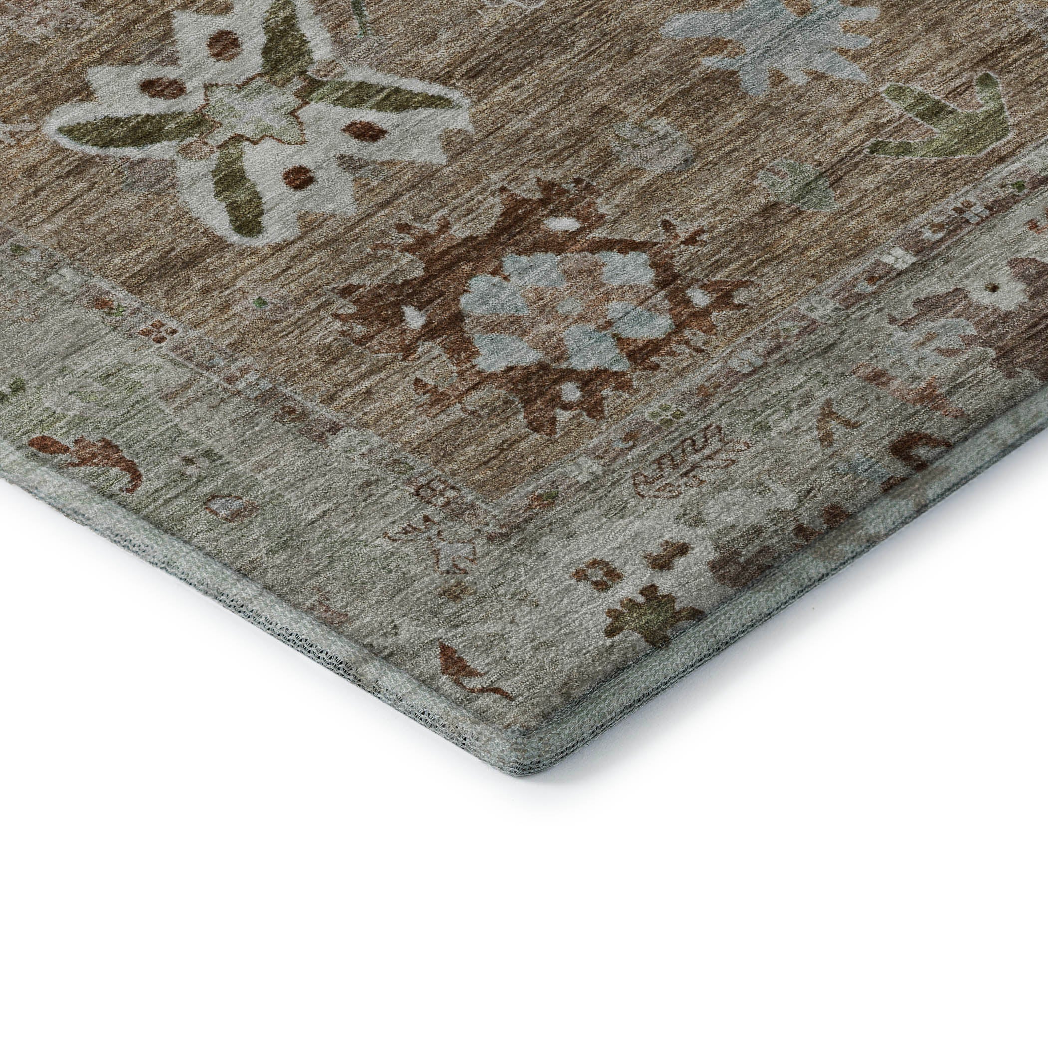 Colombo Machine Washable Traditional Brown Rug 1'8" x 2'6" #shape_Rectangle