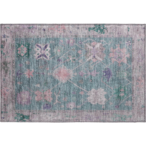 Colombo Machine Washable Traditional Green Rug 1'8" x 2'6"