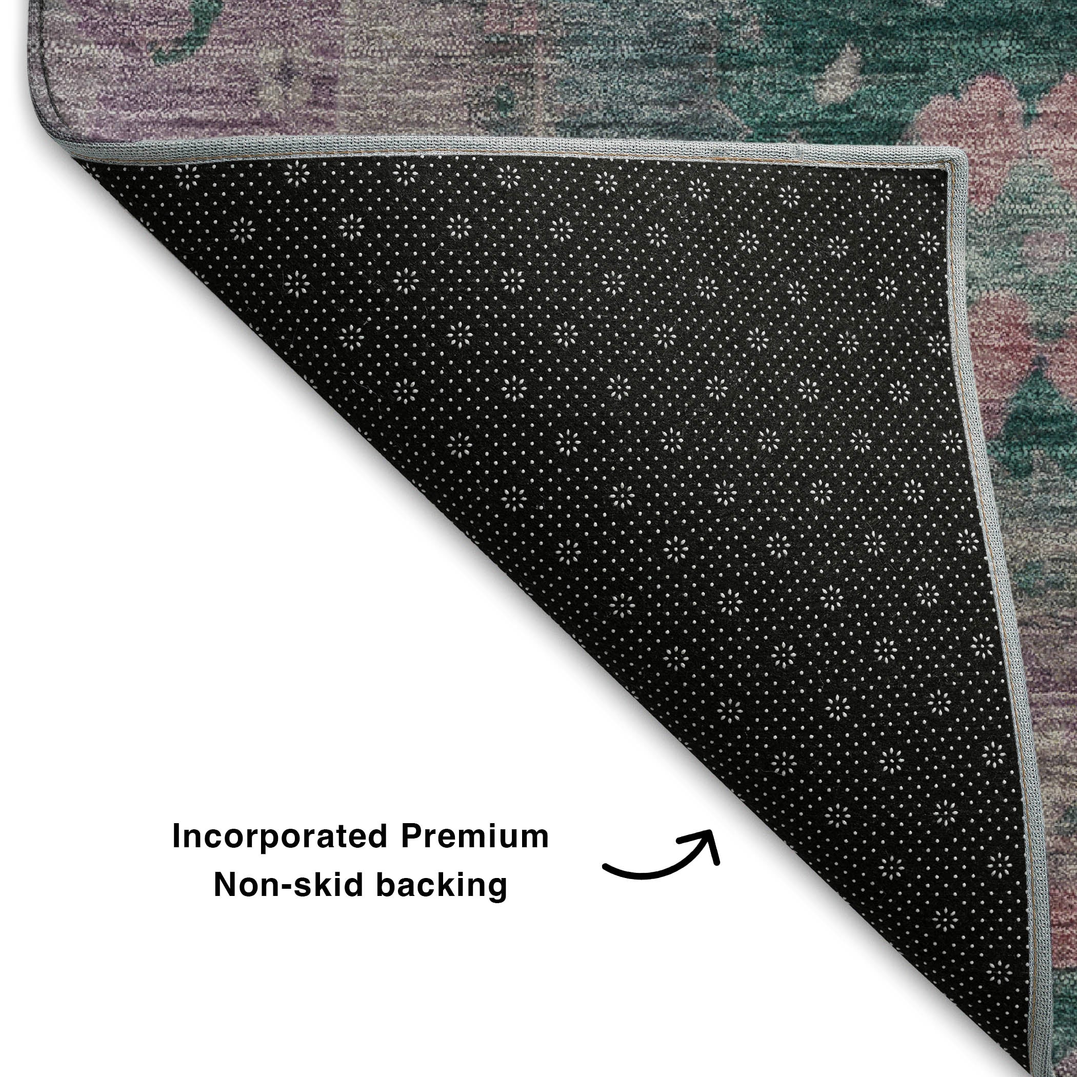 Colombo Machine Washable Traditional Green Rug 1'8" x 2'6" #shape_Rectangle