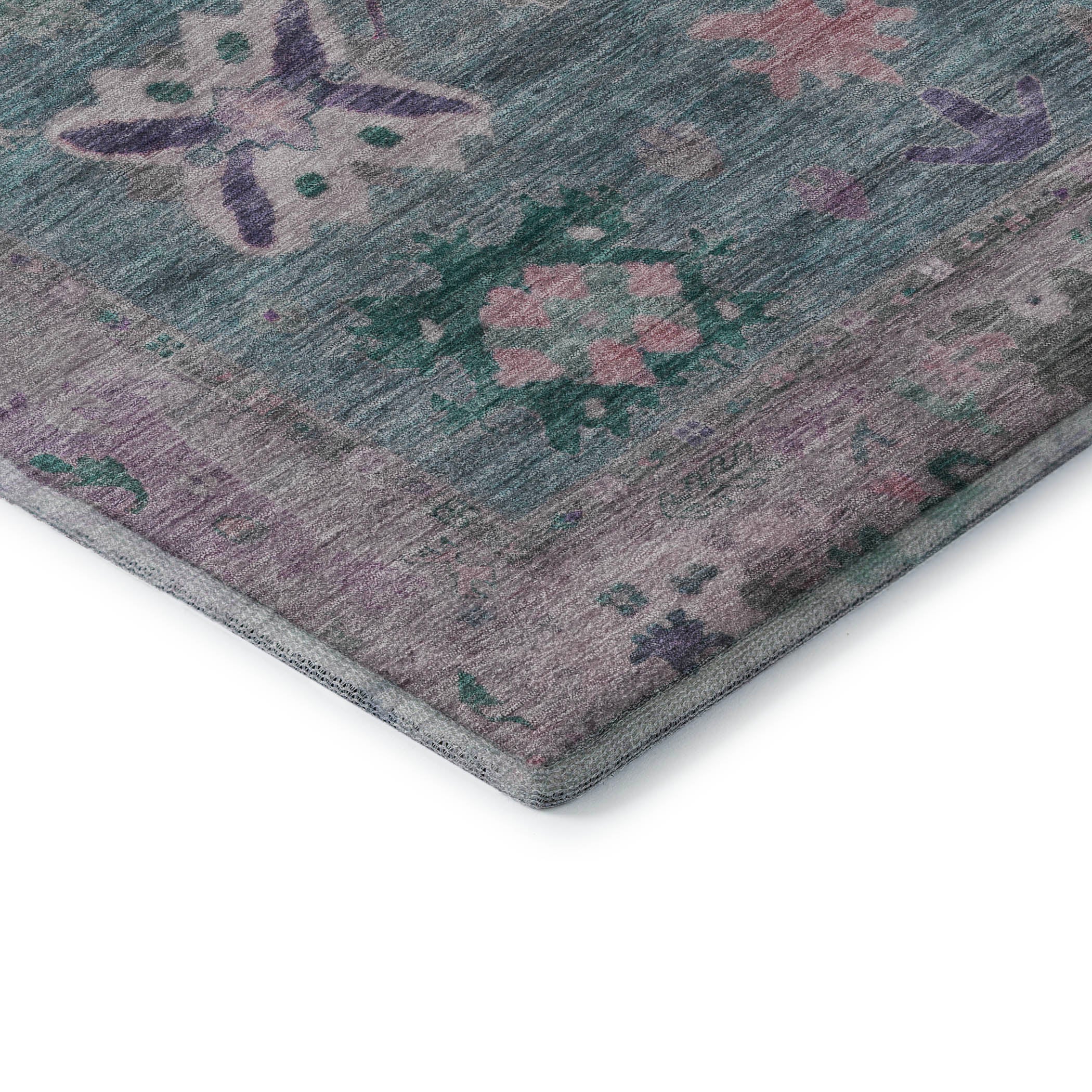 Colombo Machine Washable Traditional Green Rug 1'8" x 2'6" #shape_Rectangle