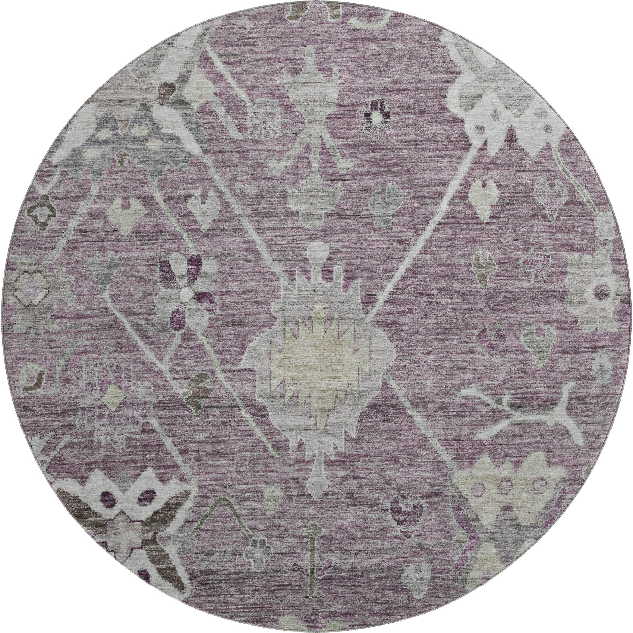Colombo Machine Washable Traditional Merlot Red Rug 8' x 8' #shape_Round