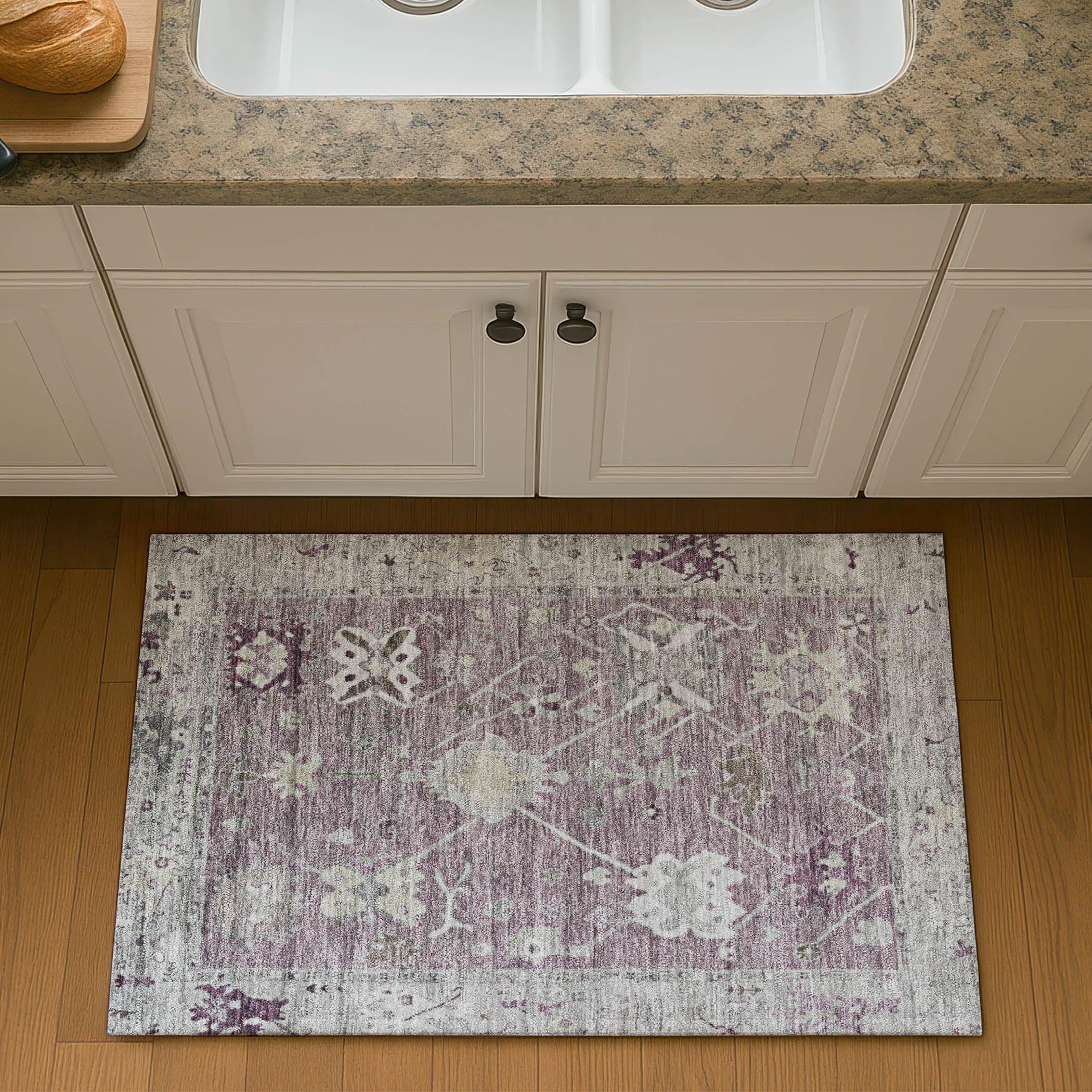 Colombo Machine Washable Traditional Merlot Red Rug 1'8" x 2'6" #shape_Rectangle
