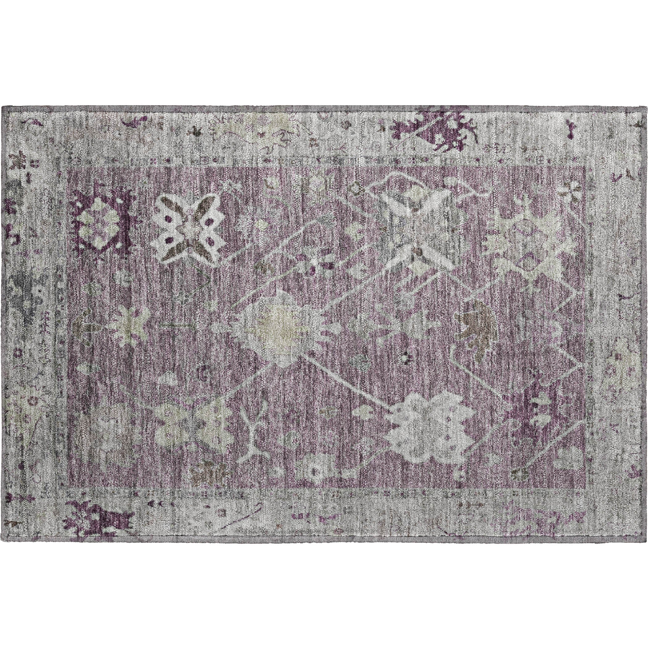 Colombo Machine Washable Traditional Merlot Red Rug 1'8" x 2'6" #shape_Rectangle