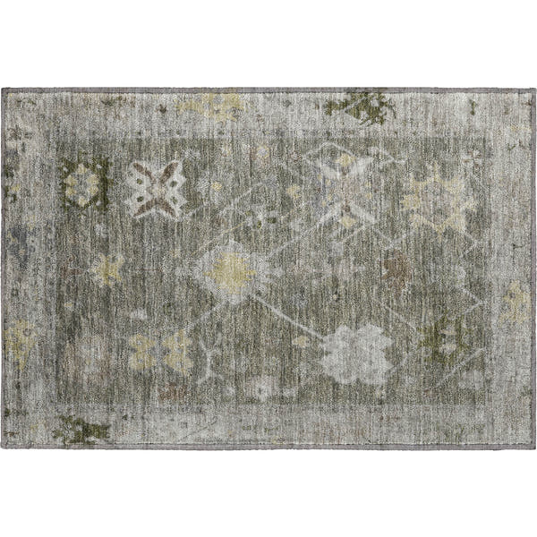 Colombo Machine Washable Traditional Pewter Gray Rug 1'8" x 2'6"