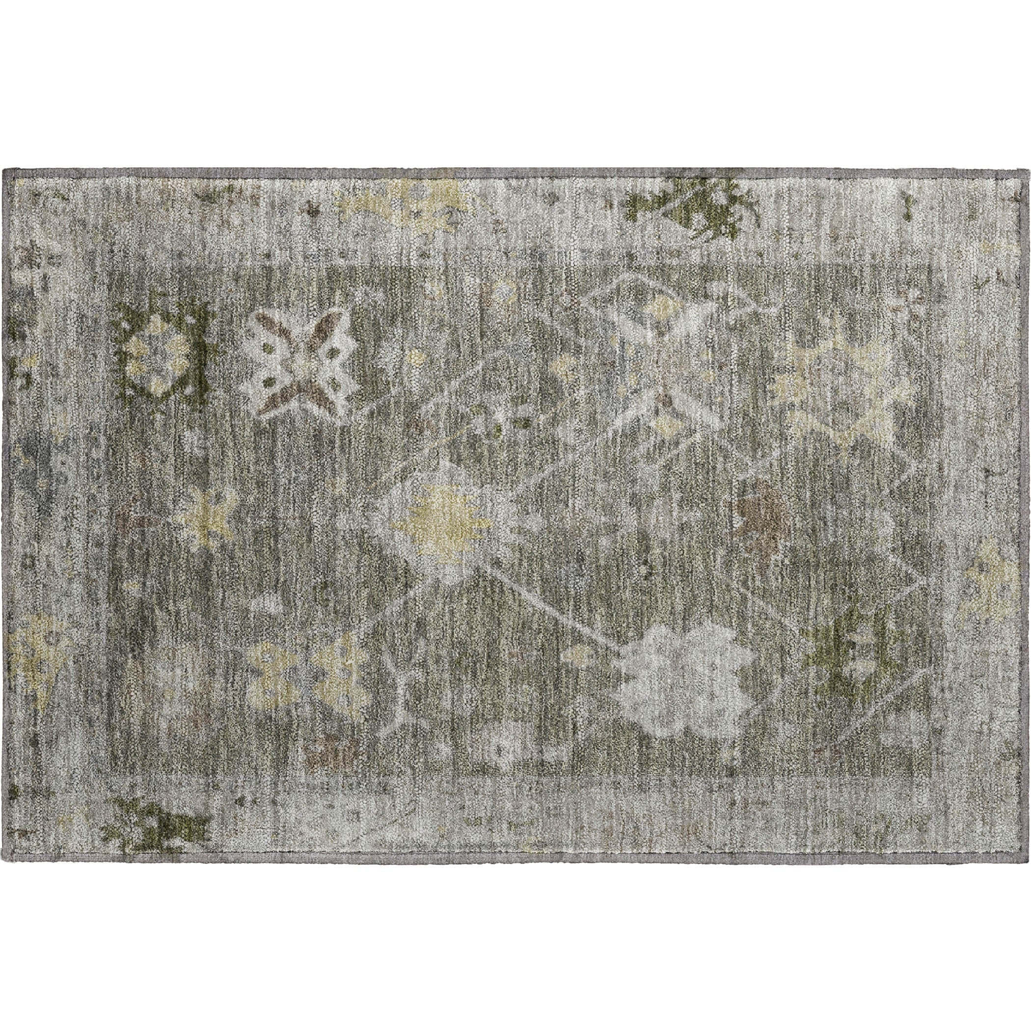 Colombo Machine Washable Traditional Pewter Gray Rug 1'8" x 2'6" #shape_Rectangle