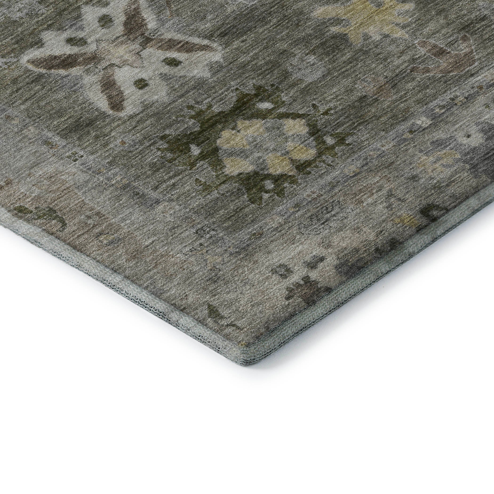 Colombo Machine Washable Traditional Pewter Gray Rug 1'8" x 2'6" #shape_Rectangle