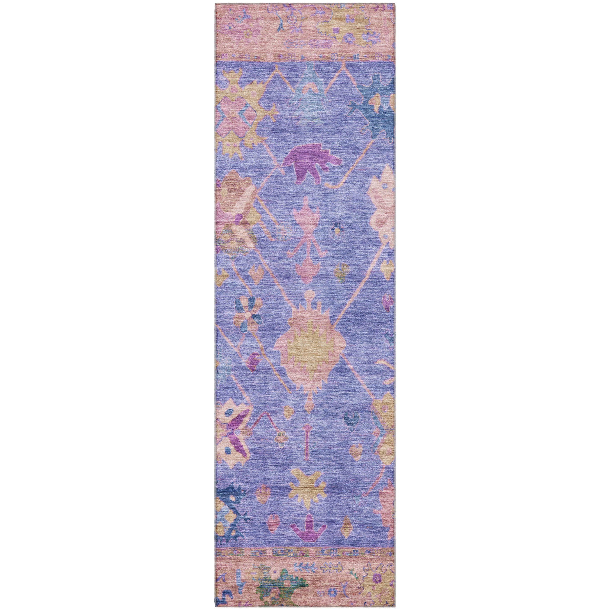 Colombo Machine Washable Traditional Purple Rug 2'3" x 7'6" #shape_Runner