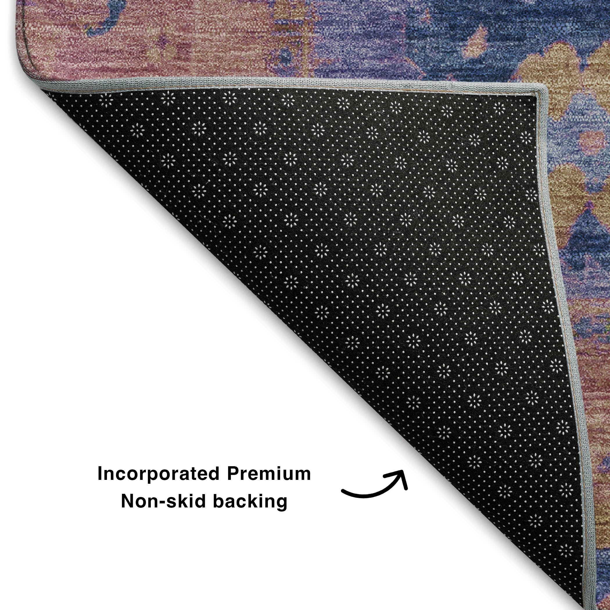 Colombo Machine Washable Traditional Purple Rug 1'8" x 2'6" #shape_Rectangle