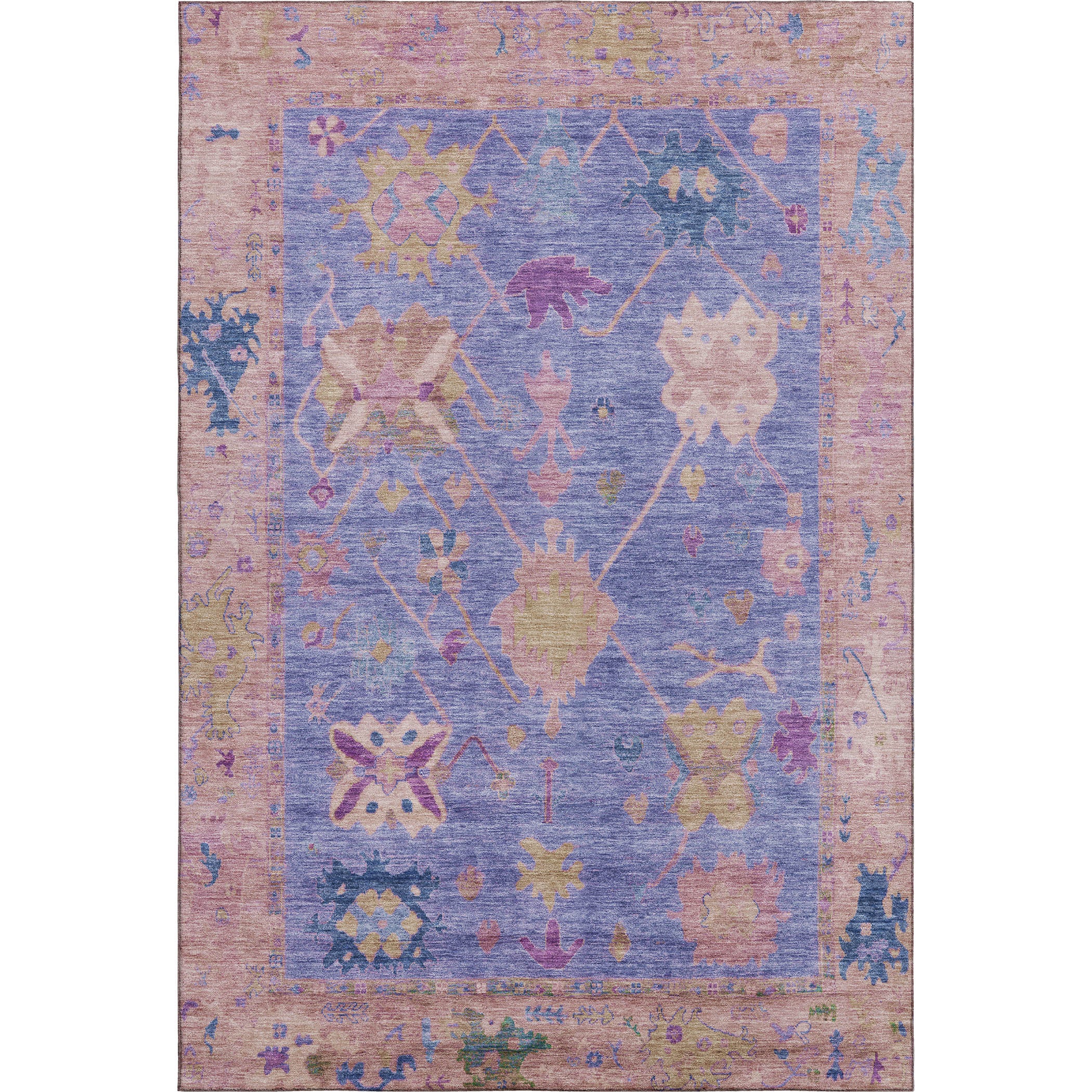 Colombo Machine Washable Traditional Purple Rug 2'6" x 3'10" #shape_Rectangle
