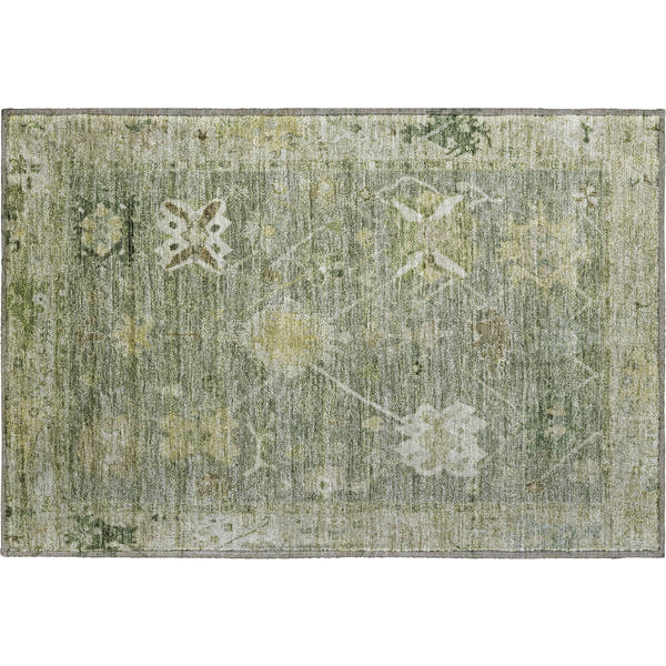 Colombo Machine Washable Traditional Sage Green Rug 1'8" x 2'6"