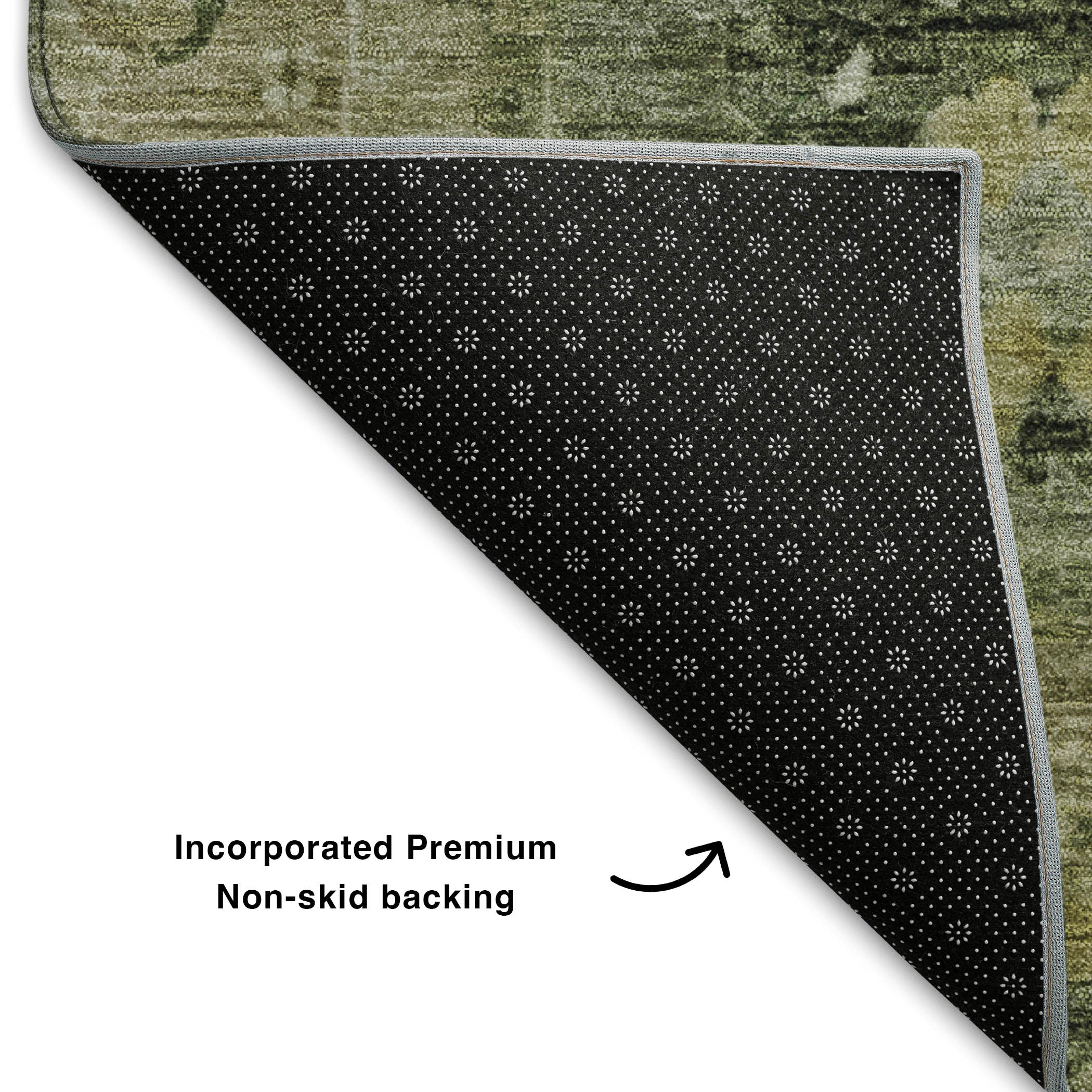Colombo Machine Washable Traditional Sage Green Rug 1'8" x 2'6" #shape_Rectangle