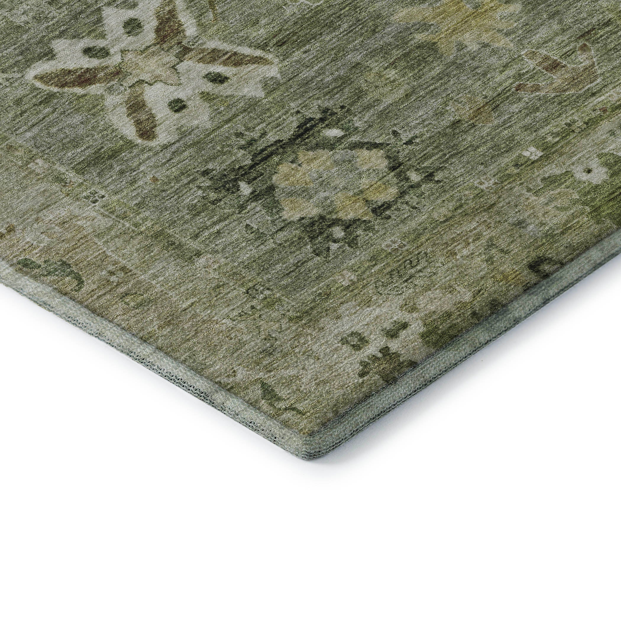 Colombo Machine Washable Traditional Sage Green Rug 1'8" x 2'6" #shape_Rectangle