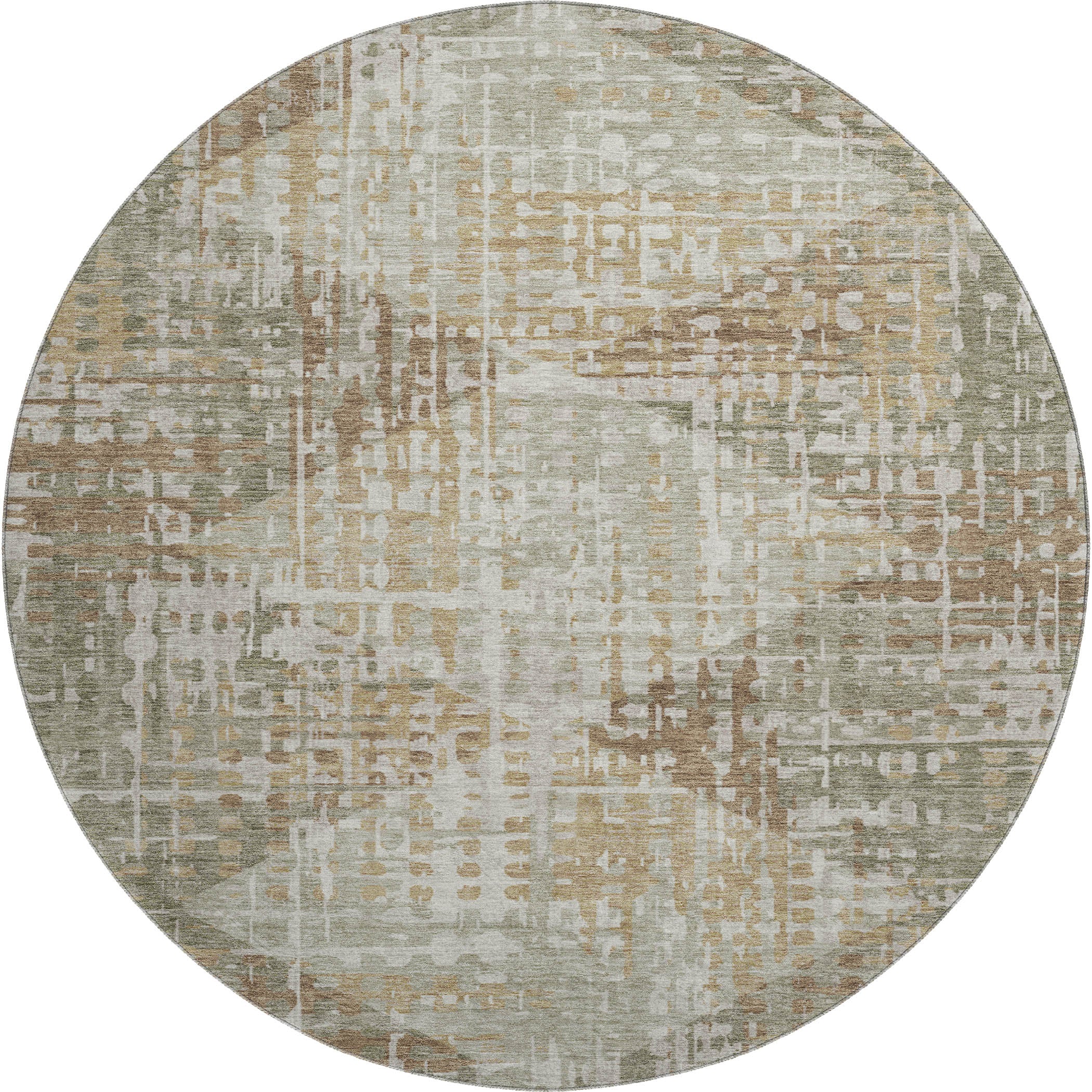 Sintra Machine Washable Transitional Aloe Green Rug 8' x 8' #shape_Round