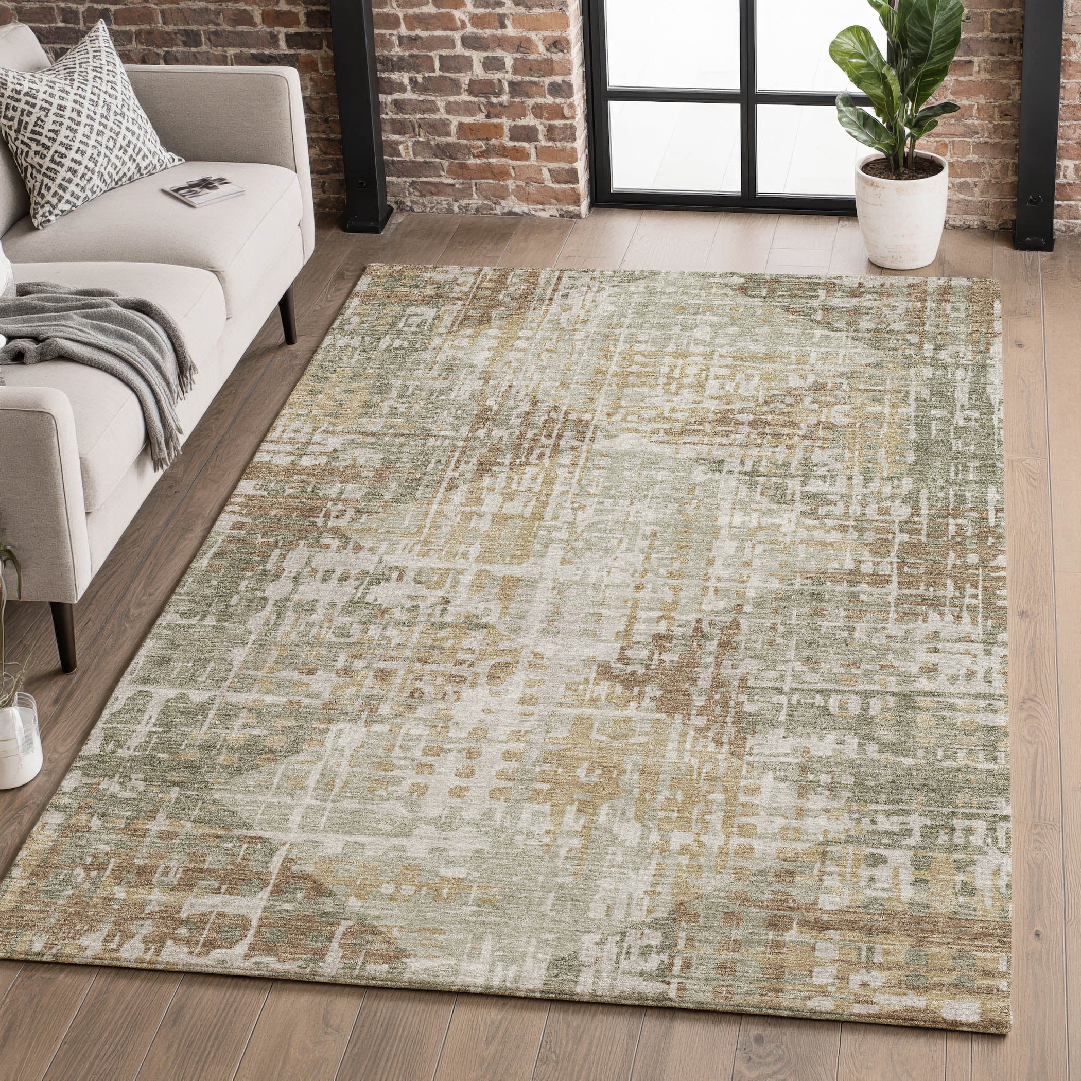 Sintra Machine Washable Transitional Aloe Green Rug 2'6" x 3'10" #shape_Rectangle