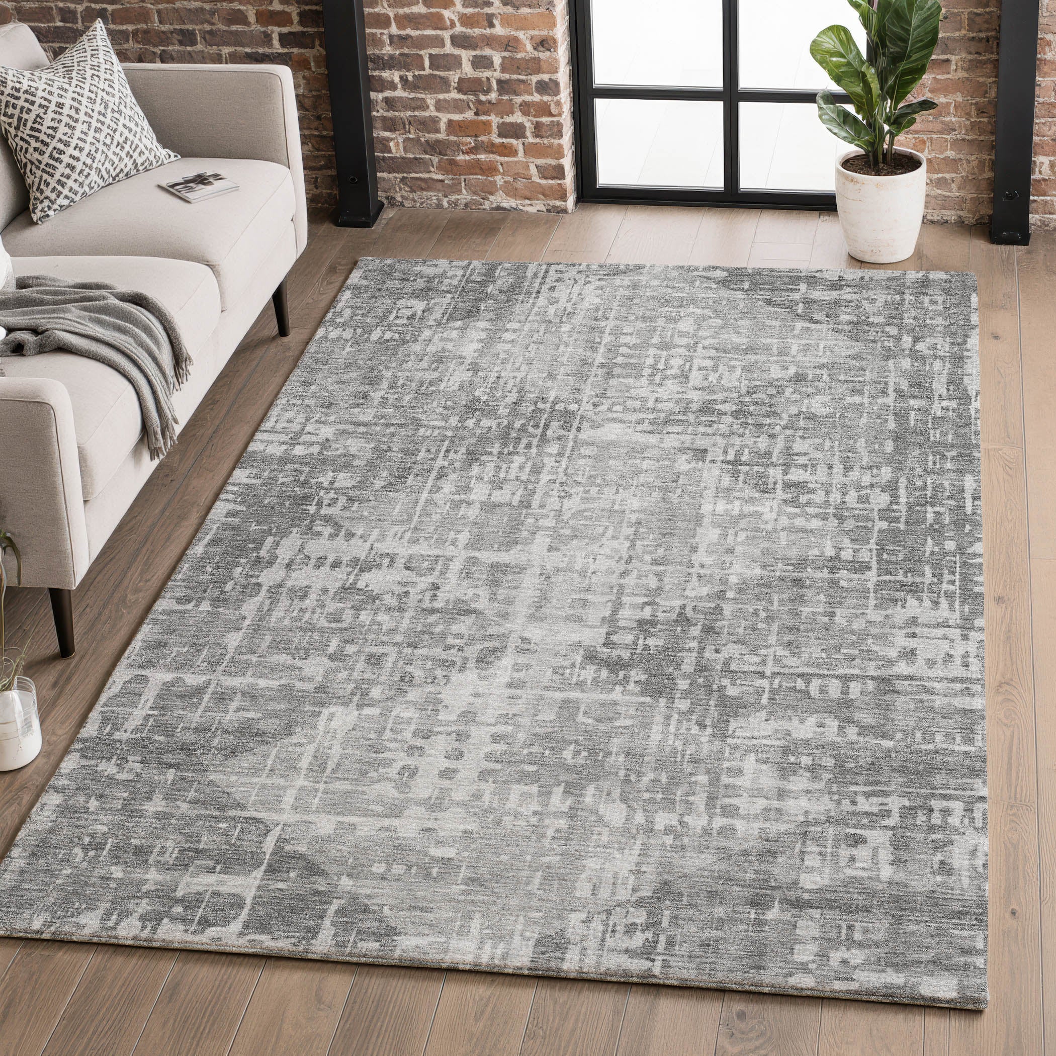 Sintra Machine Washable Transitional Gray Rug 2'6" x 3'10" #shape_Rectangle