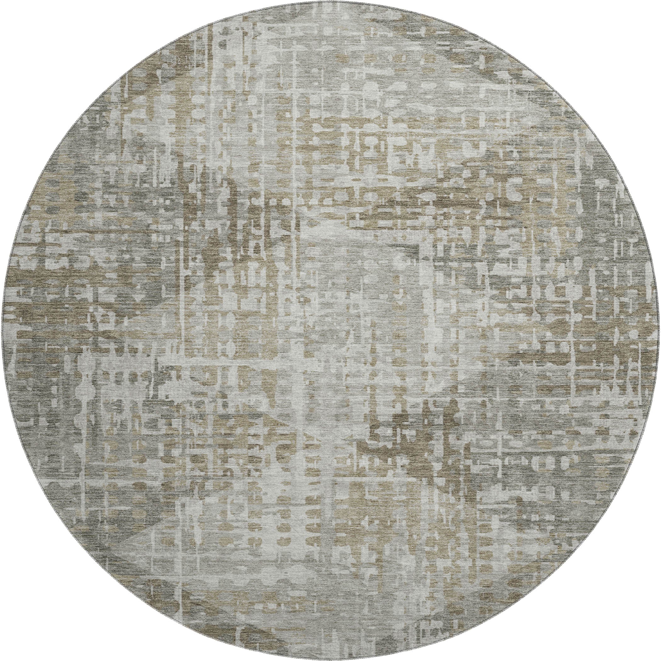 Sintra Machine Washable Transitional Pewter Gray Rug 8' x 8' #shape_Round