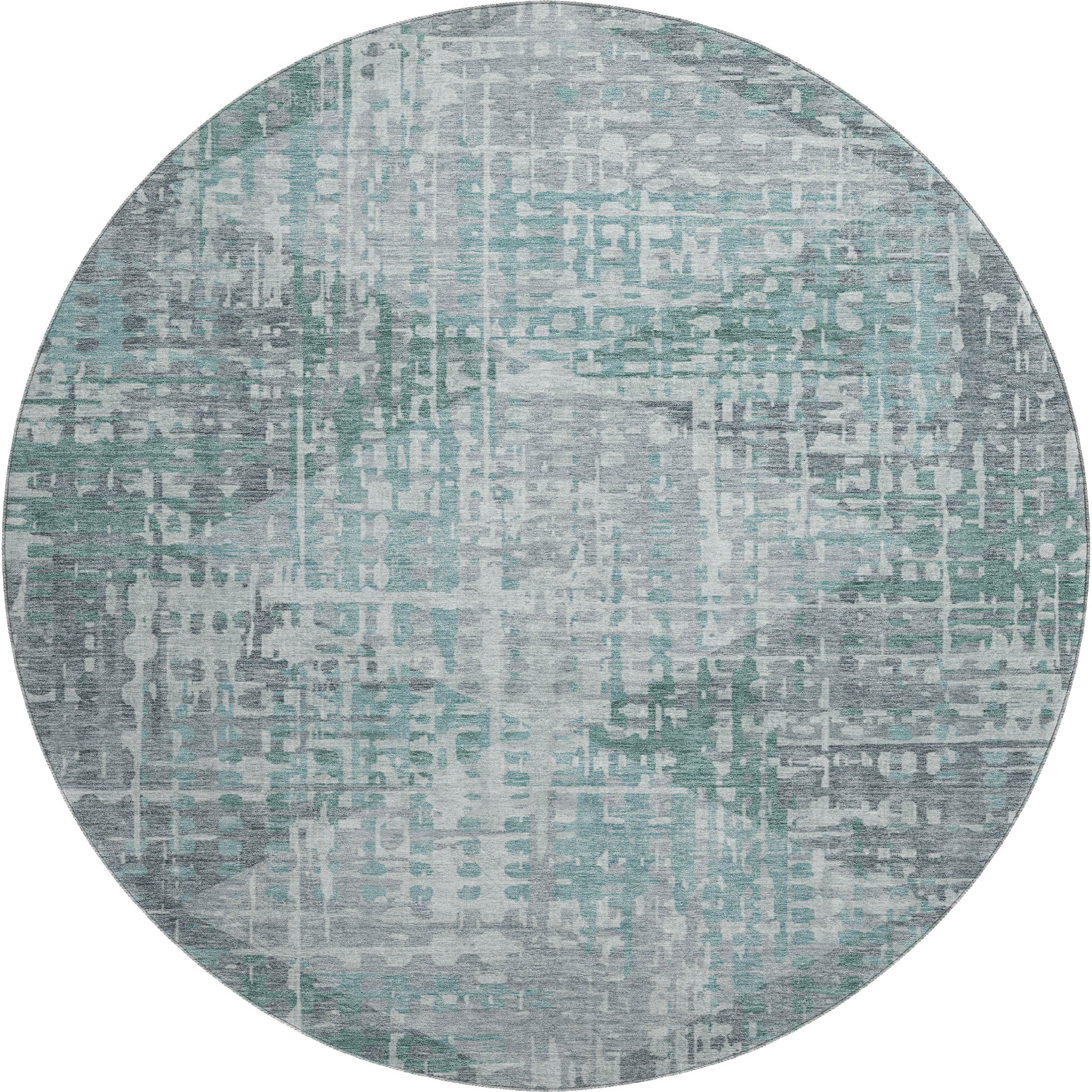 Sintra Machine Washable Transitional Teal Rug 8' x 8' #shape_Round