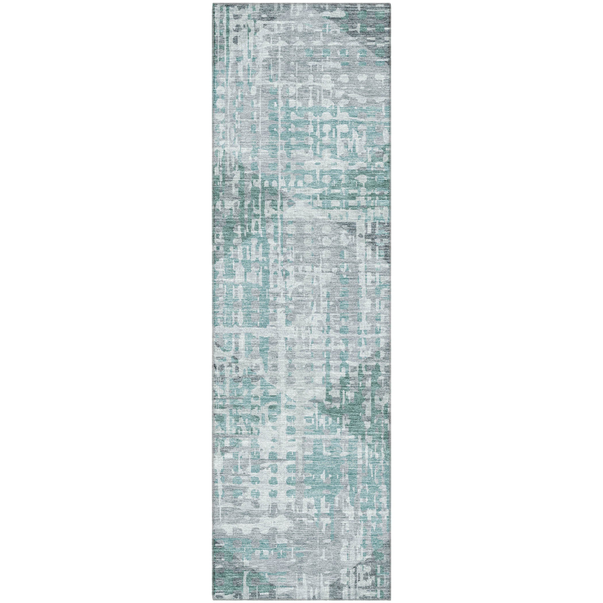 Sintra Machine Washable Transitional Teal Rug 2'3" x 7'6" #shape_Runner