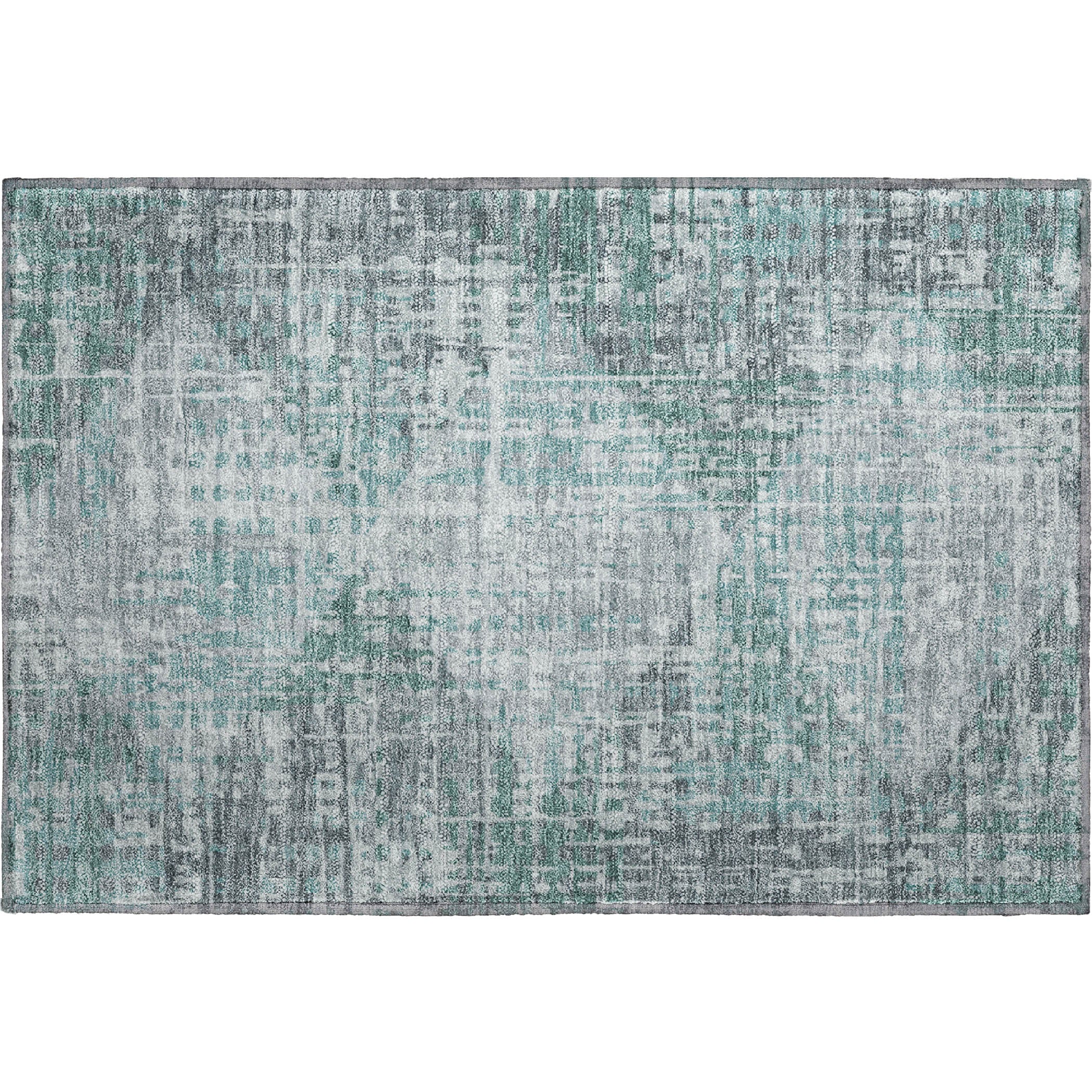 Sintra Machine Washable Transitional Teal Rug 1'8" x 2'6" #shape_Rectangle