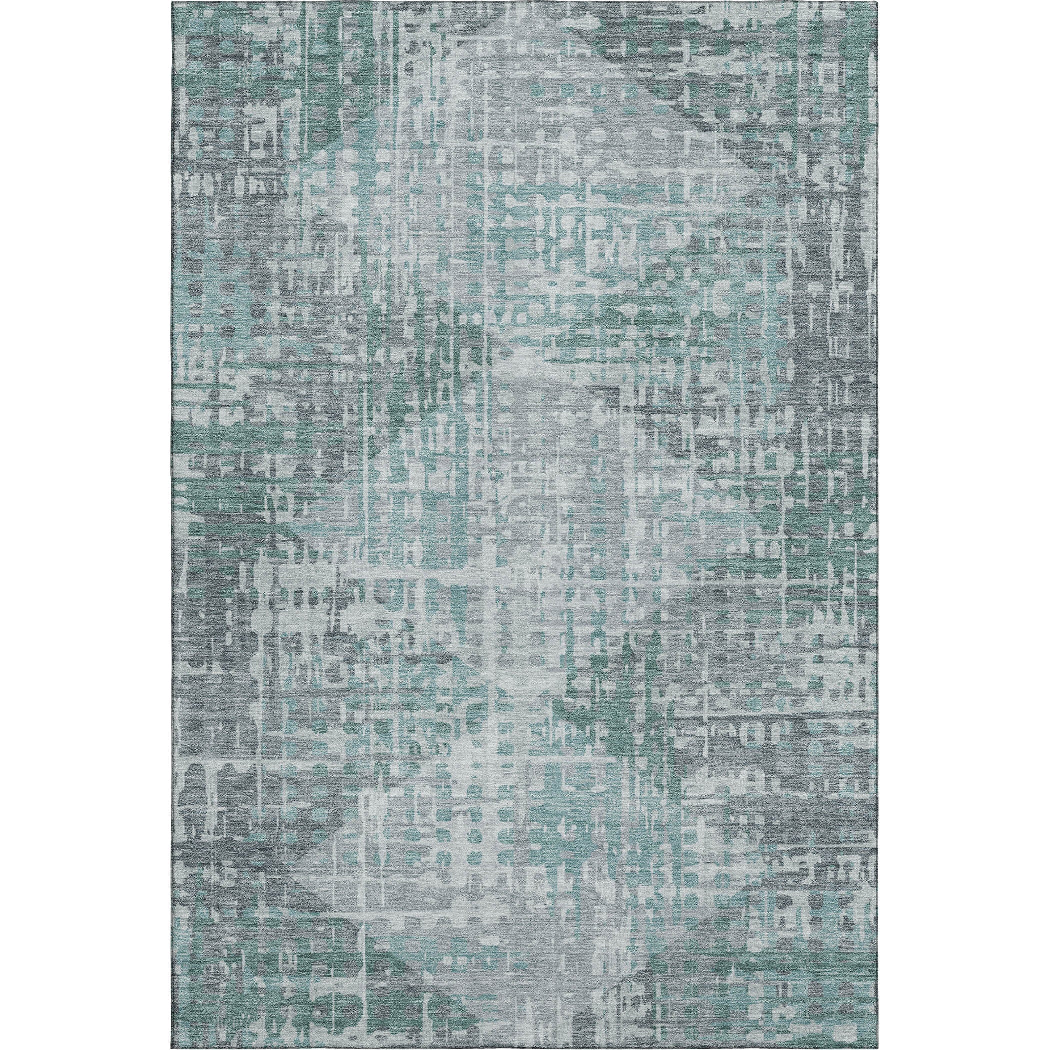 Sintra Machine Washable Transitional Teal Rug 2'6" x 3'10" #shape_Rectangle